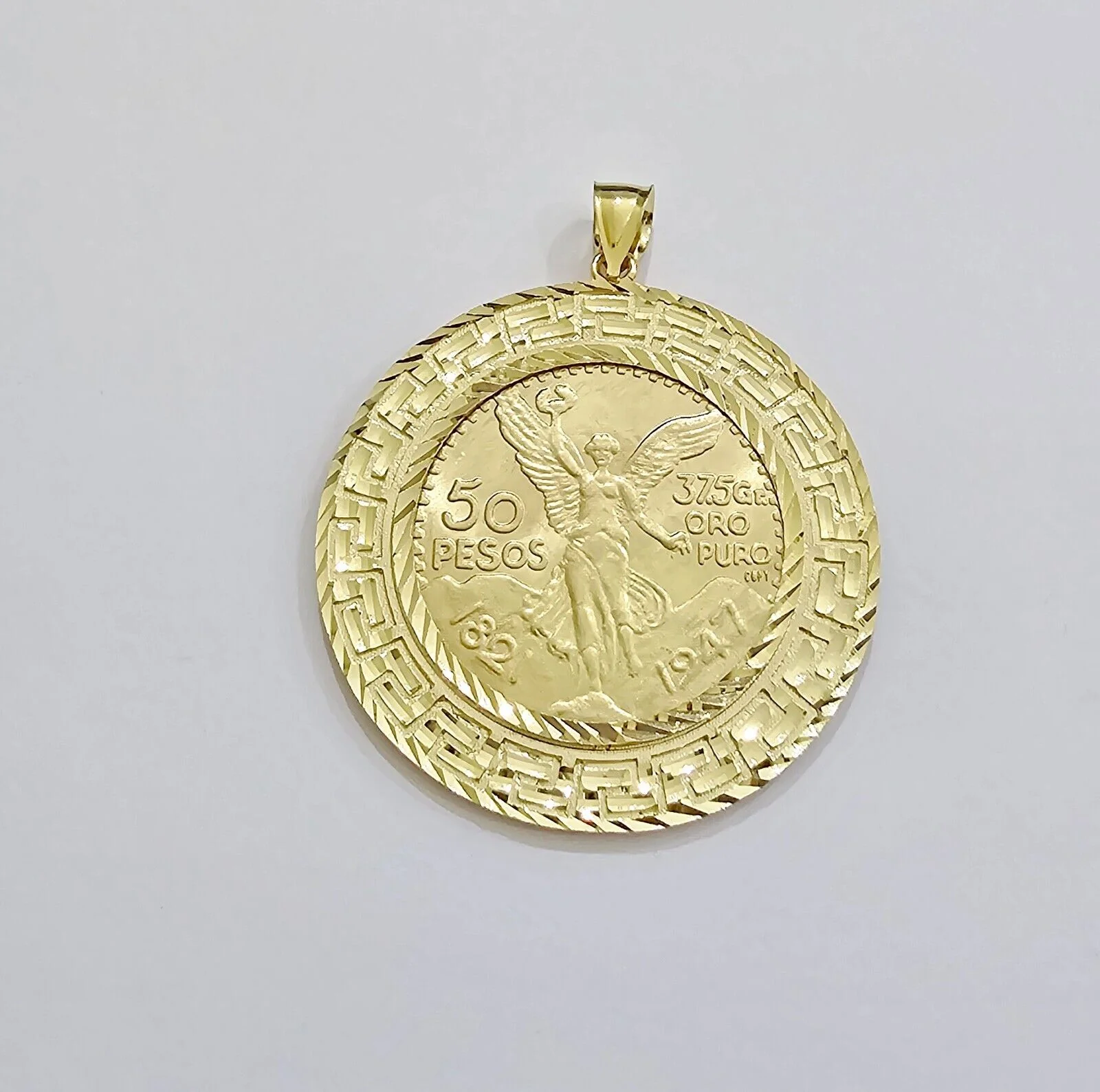 Centenario Coin Solid 10k Yellow Gold 50 Pesos 1947 Mexican Coin With Bazel REAL - Image 2