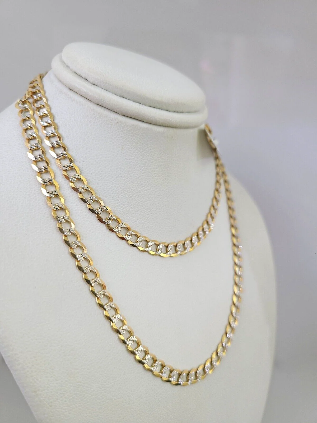 Cuban Curb Link Chain Necklace SOLID 5mm 22" Diamond Cut 10k Yellow Gold - Image 3