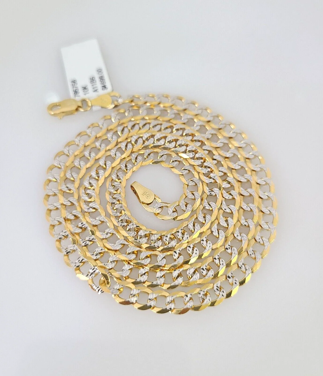 Cuban Curb Link Chain Necklace SOLID 5mm 22" Diamond Cut 10k Yellow Gold - Image 4