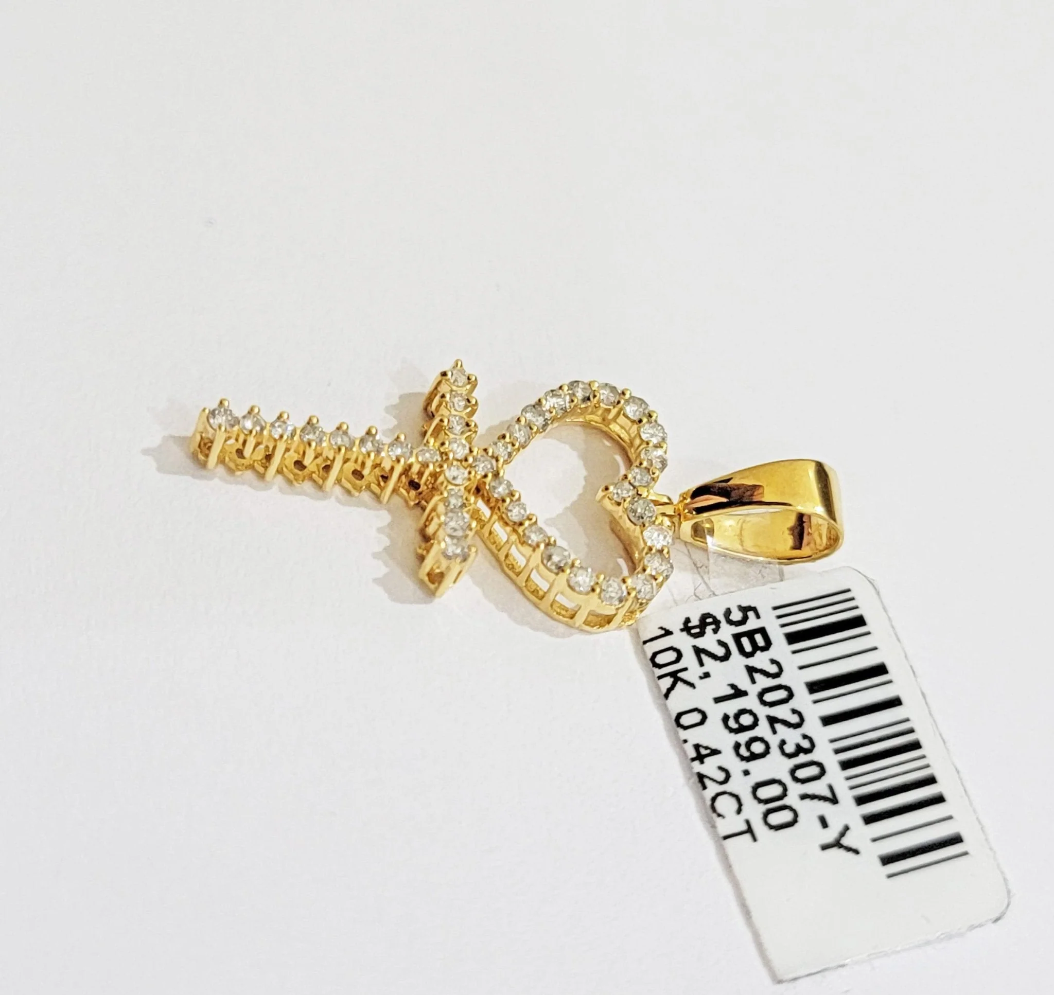Diamond charm pendant Real 10k gold Natural Diamonds Heart Ankh Cross For Women - Image 4