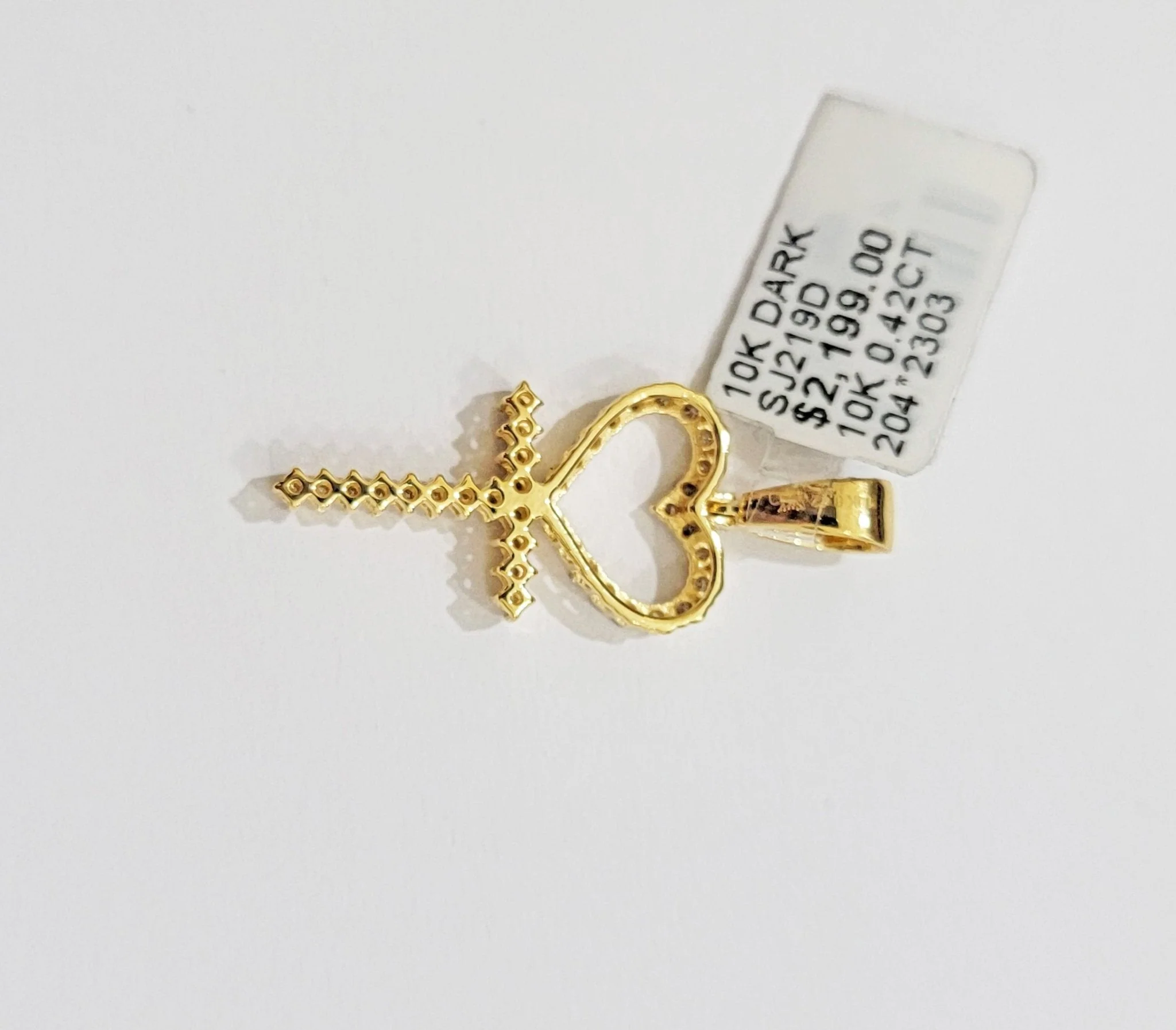 Diamond charm pendant Real 10k gold Natural Diamonds Heart Ankh Cross For Women - Image 6