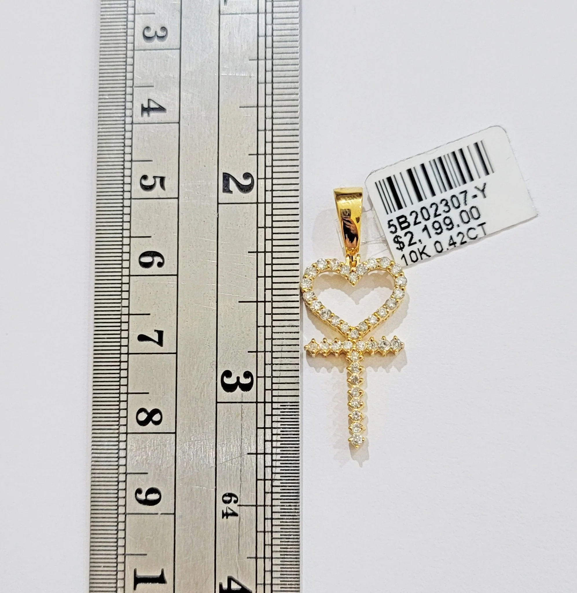 Diamond charm pendant Real 10k gold Natural Diamonds Heart Ankh Cross For Women - Image 7