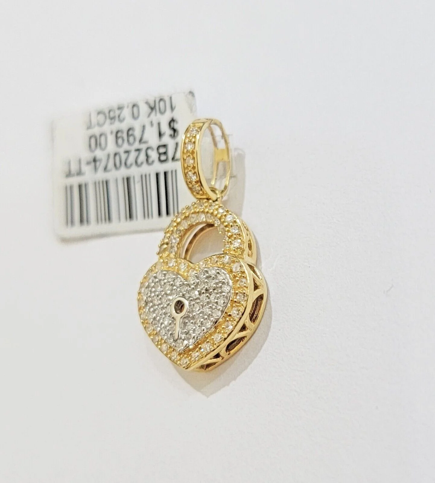 Diamond Heart Key charm pendant 10k gold 0.25 CT Natural Diamonds For Women,REAL - Image 2