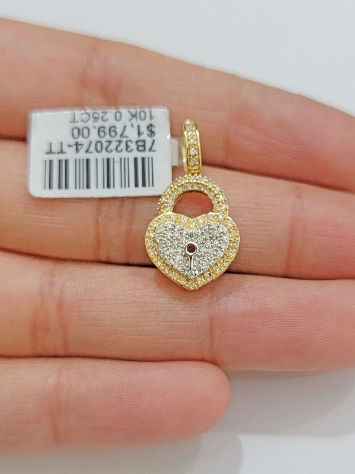 Diamond Heart Key charm pendant 10k gold 0.25 CT Natural Diamonds For Women,REAL - Image 4