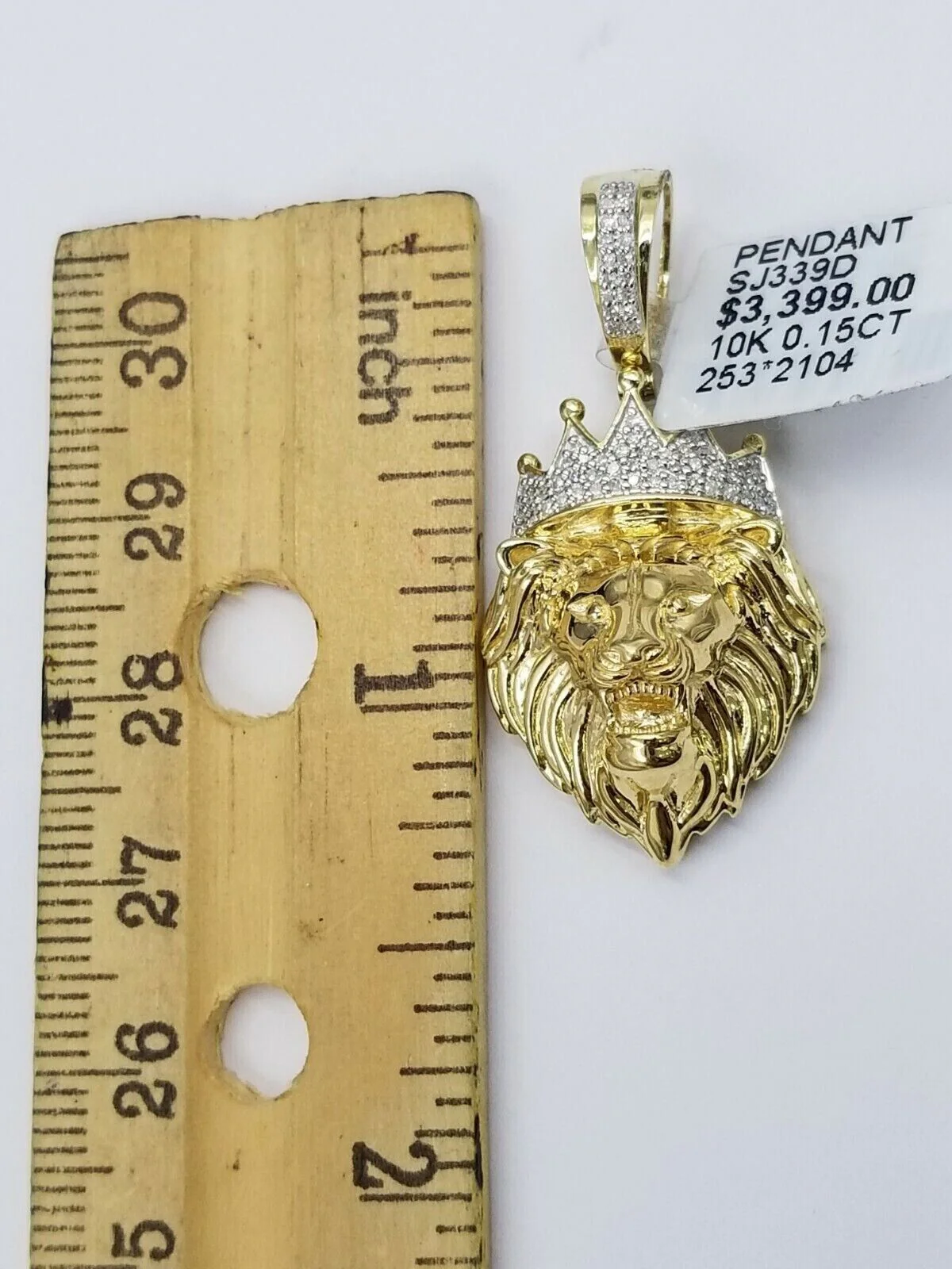 Diamond Lion Head charm Pendant with Genuine 0.15 CT Diamonds 10K Yellow Gold - Image 4