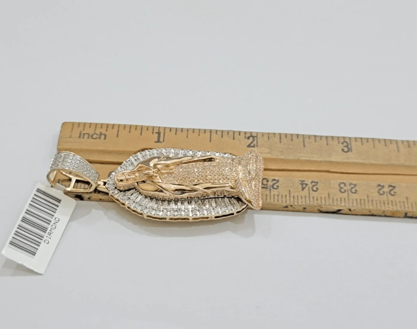 Diamond Virgin Mary Charm Pendant 10k Yellow Rose Gold Natural Diamond REAL SALE - Image 5