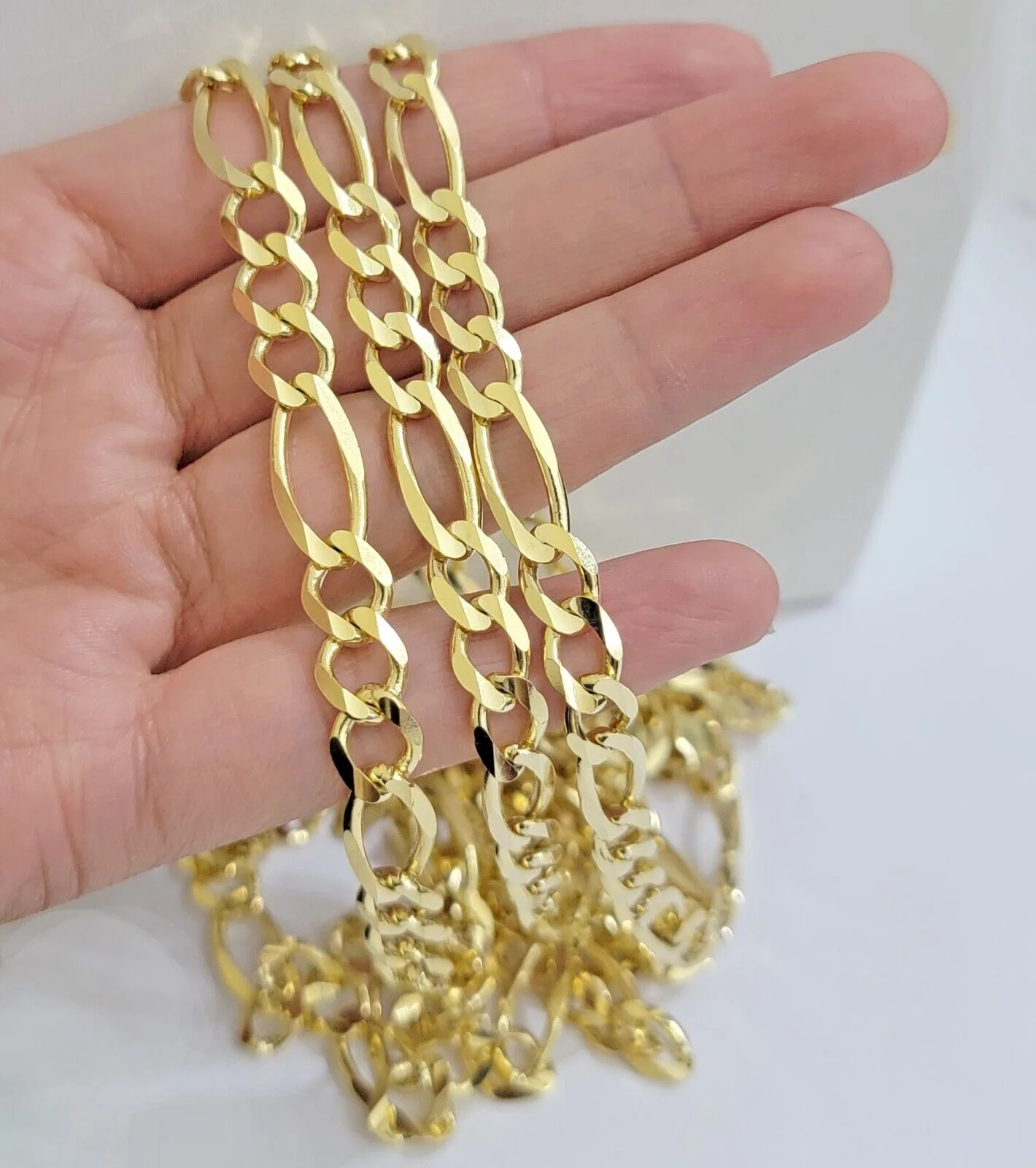 Figaro Link Chain 14k Yellow Gold 7mm Necklace 20 - 30 Inch SOLID 14kt STRONG - Image 10