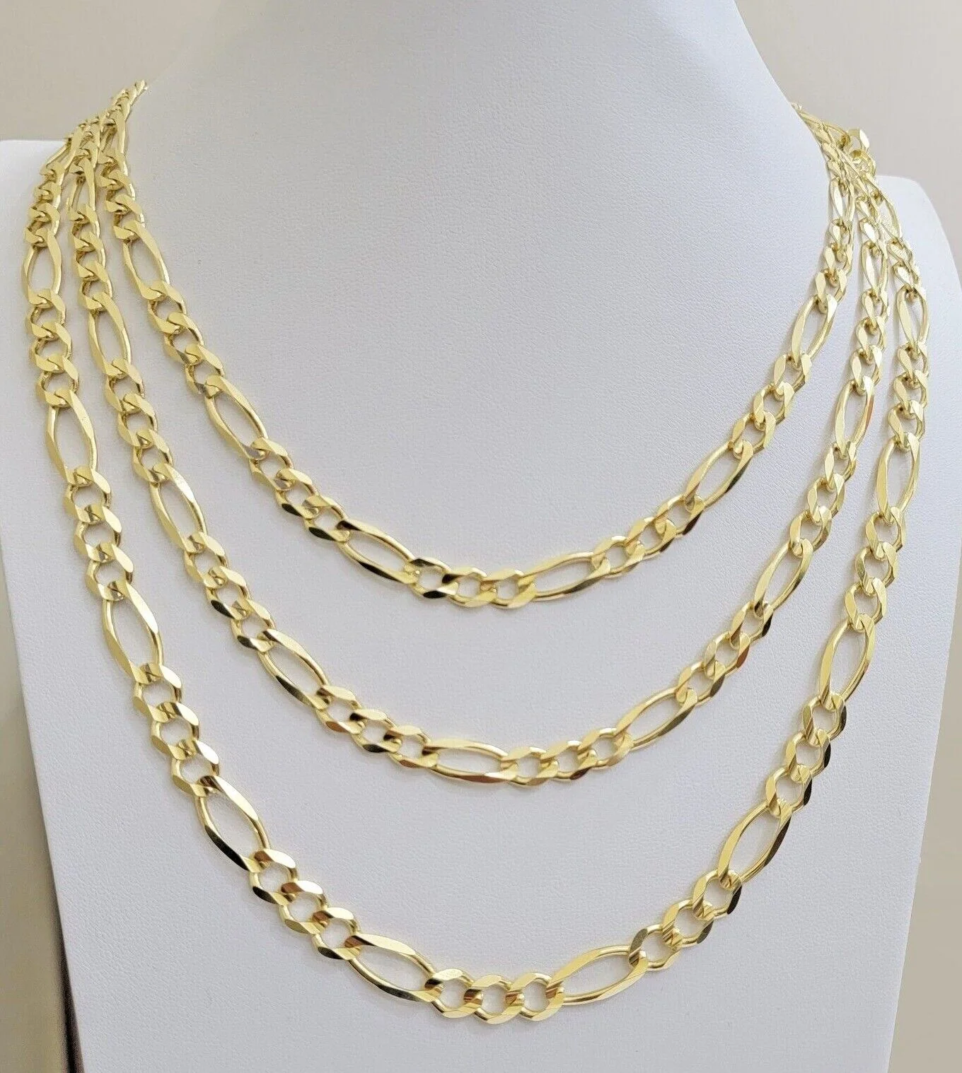 Figaro Link Chain 14k Yellow Gold 7mm Necklace 20 - 30 Inch SOLID 14kt STRONG - Image 2