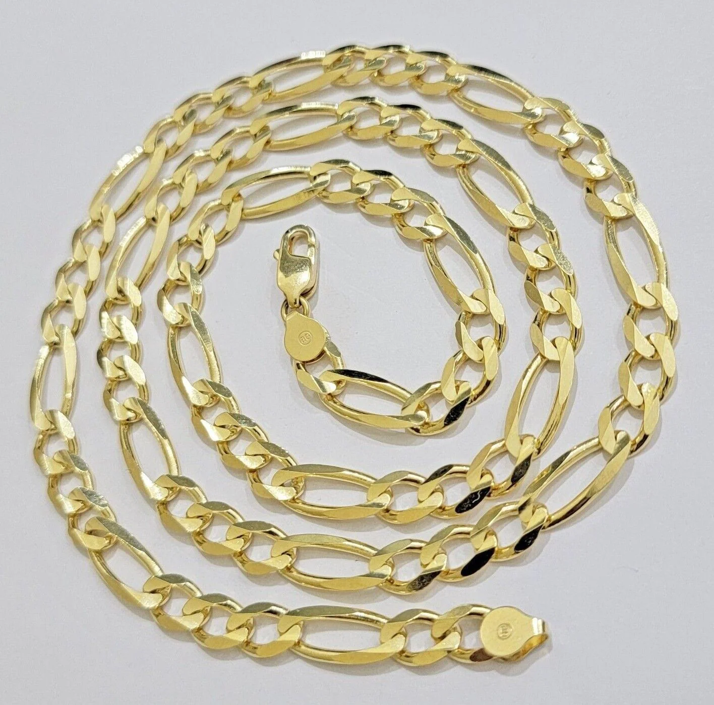 Figaro Link Chain 14k Yellow Gold 7mm Necklace 20 - 30 Inch SOLID 14kt STRONG - Image 9