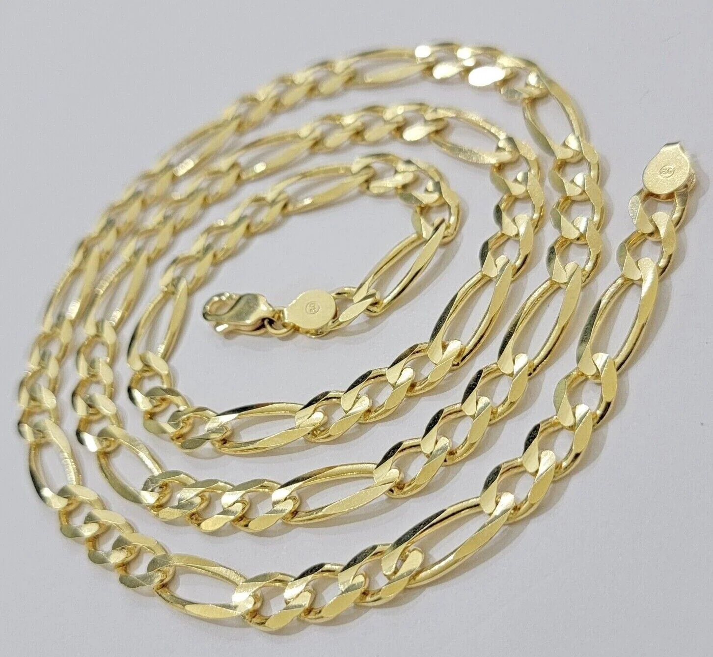 Figaro Link Chain 14k Yellow Gold 8mm Necklace 18- 30 Inch SOLID 14kt STRONG - Image 4