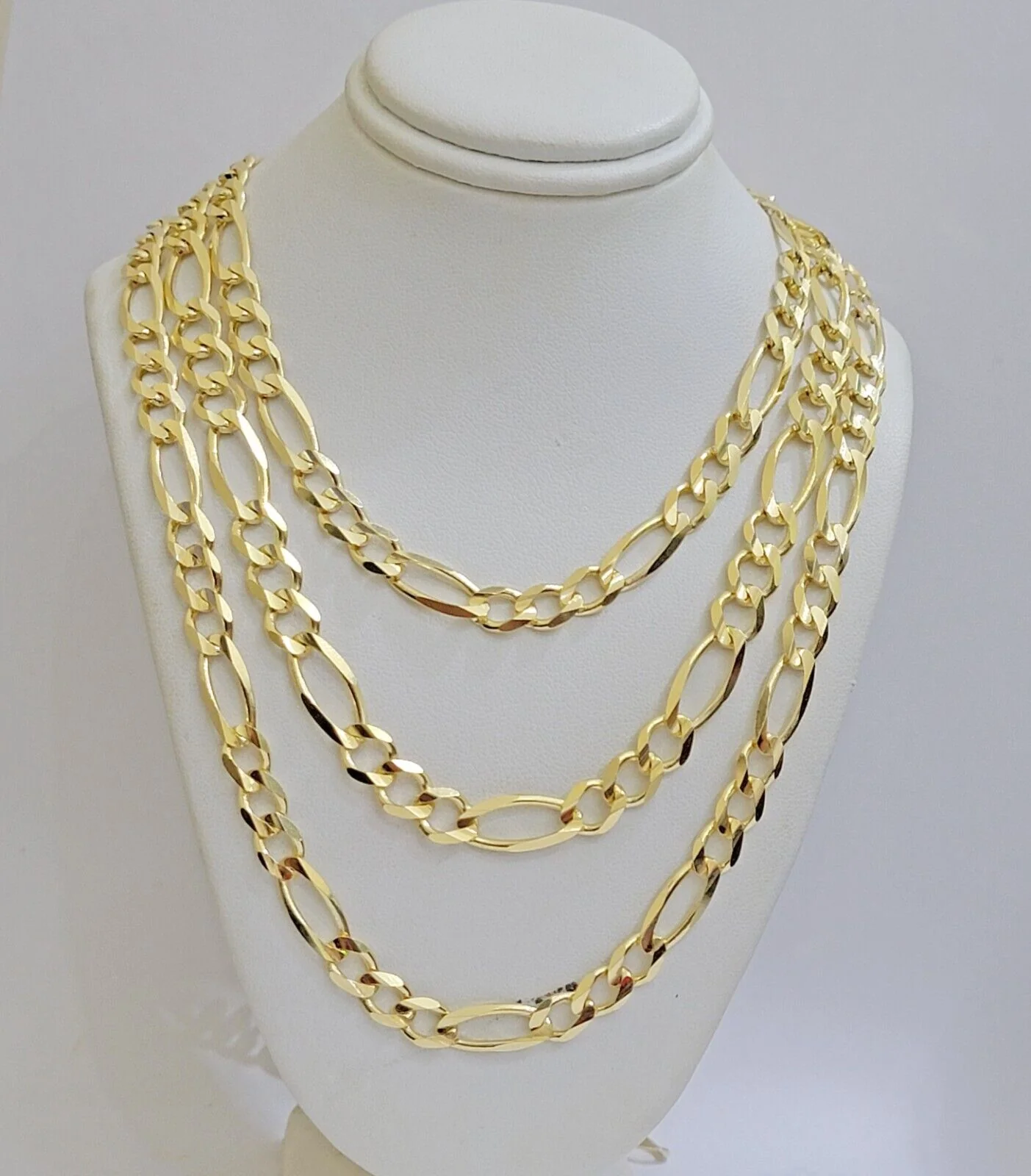 Figaro Link Chain 14k Yellow Gold 8mm Necklace 18- 30 Inch SOLID 14kt STRONG - Image 8