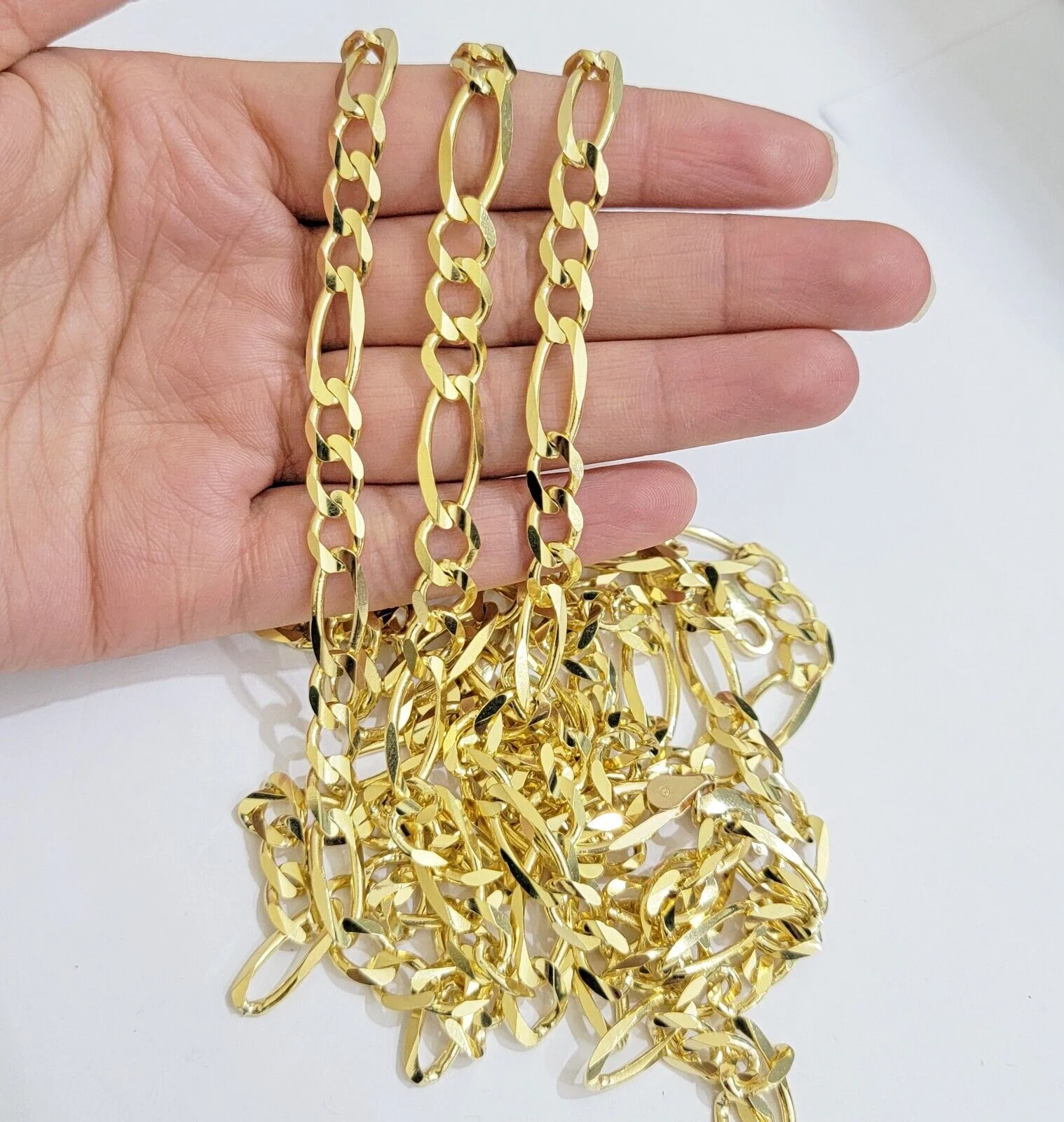 Figaro Link Chain 14k Yellow Gold 8mm Necklace 18- 30 Inch SOLID 14kt STRONG - Image 9