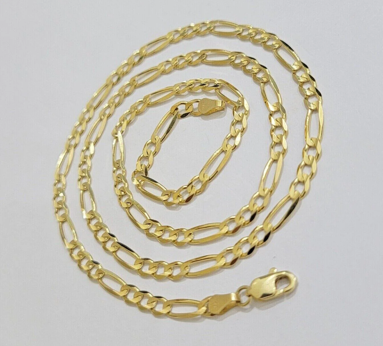 Figaro Link Chain 14k Yellow Gold Necklace 3.5mm 18 - 28 Inch SOLID 14kt STRONG - Image 9