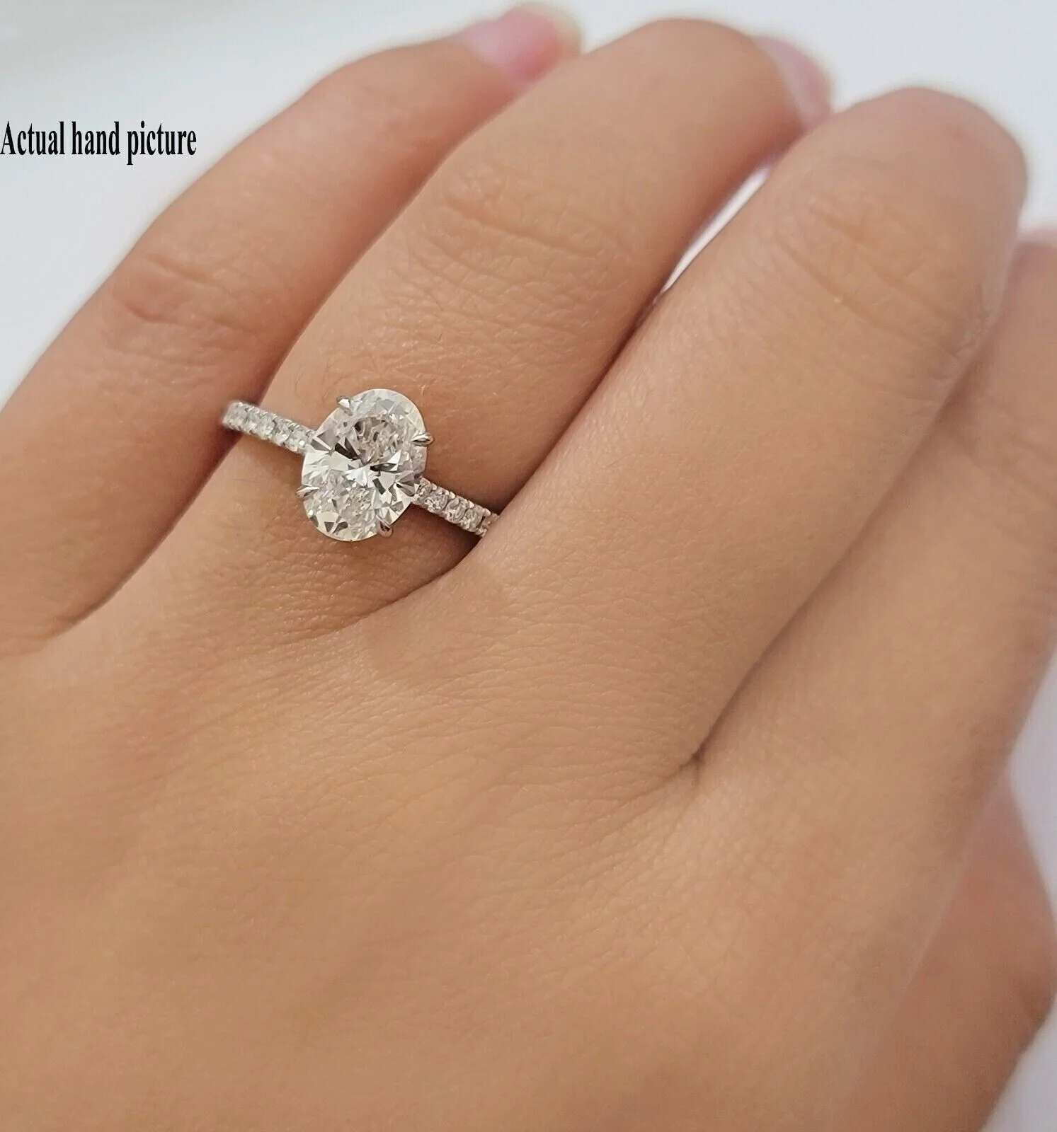 IGI Diamonds Engagement Ring VS1 Oval 3.85 Carat Lab-Created Eye Clean 14k White - Image 3