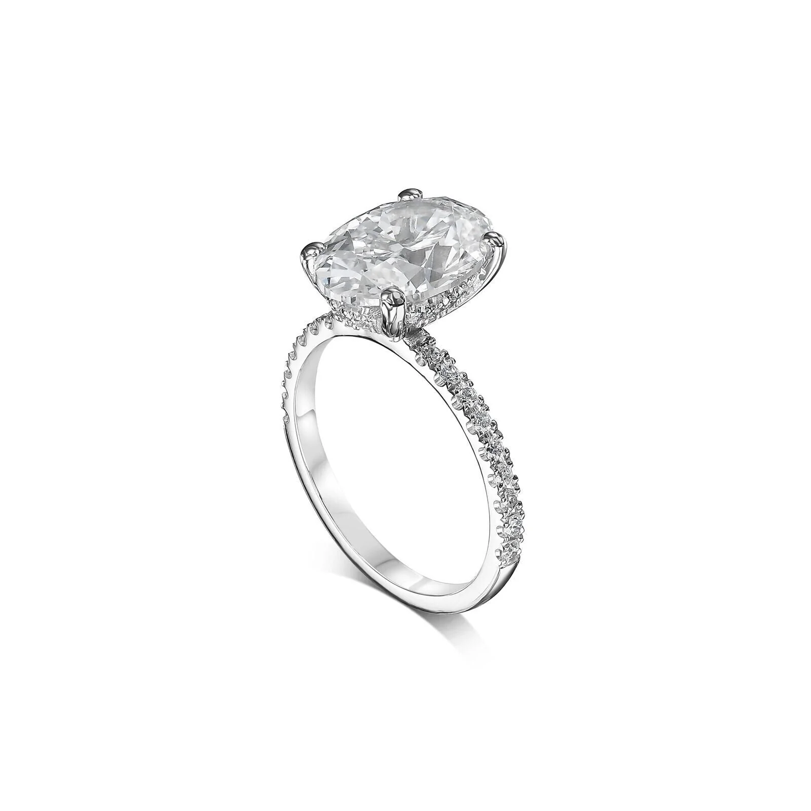 IGI Diamonds Engagement Ring VS1 Oval 3.85 Carat Lab-Created Eye Clean 14k White - Image 8