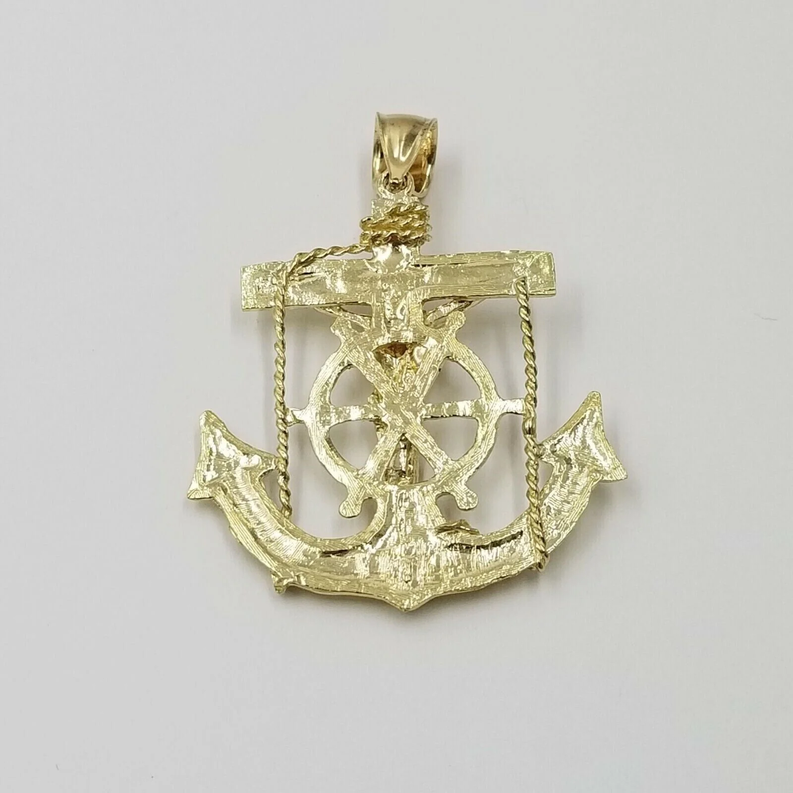 Jesus Anchor Charm Pendant Men's Real 10k Yellow Gold Solid 10kt For Chain - Image 8
