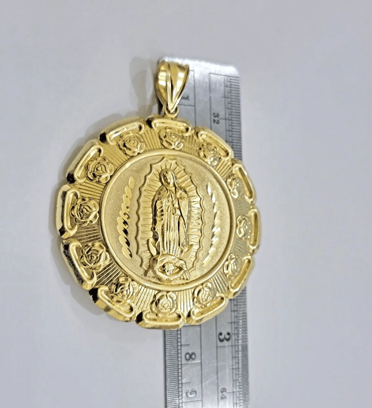 Jesus Virgin Mary Charm Pendant Real 10k Yellow Gold For 10kt Chain Necklace New - Image 4