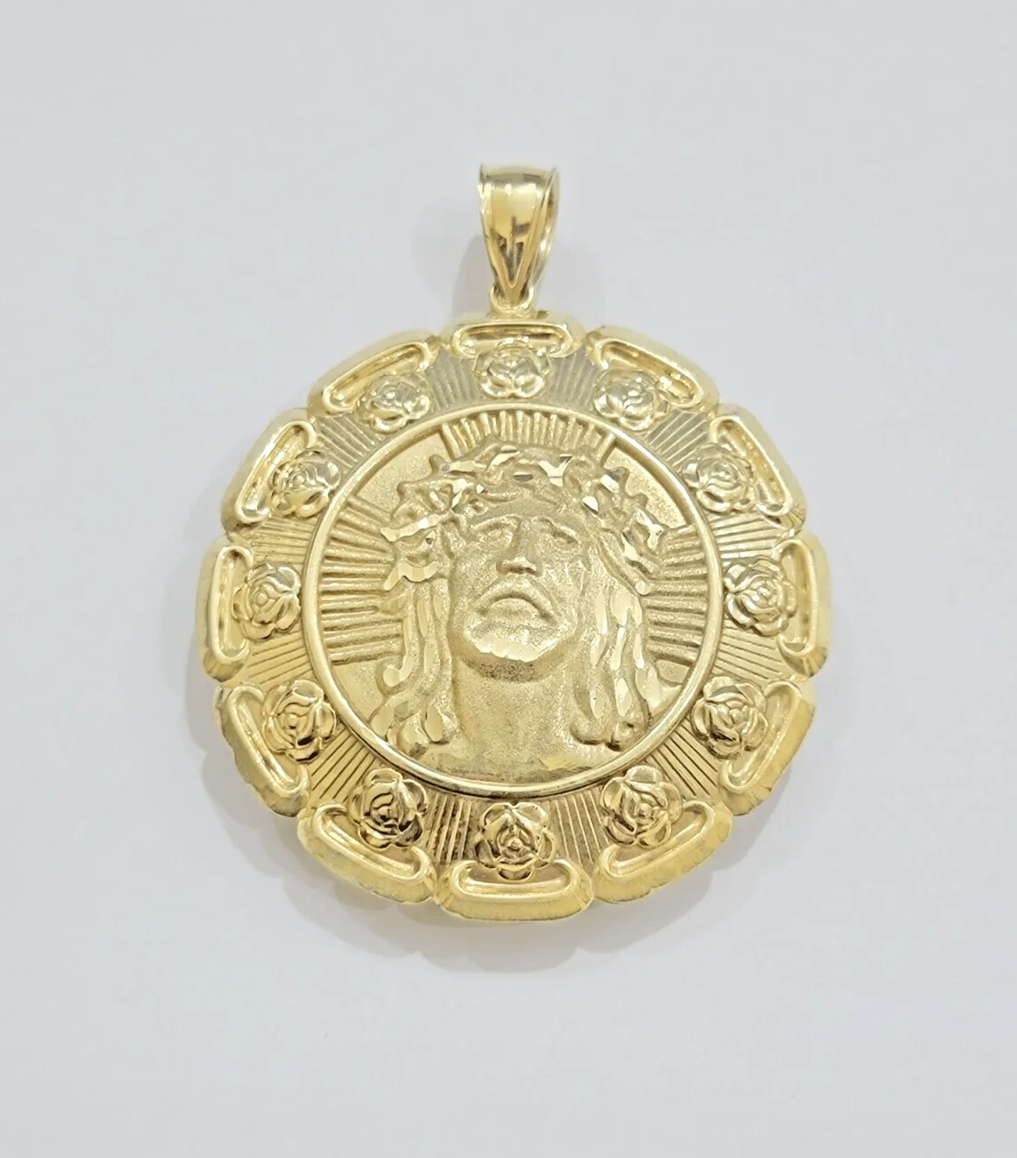Jesus Virgin Mary Charm Pendant Real 10k Yellow Gold For 10kt Chain Necklace New - Image 5