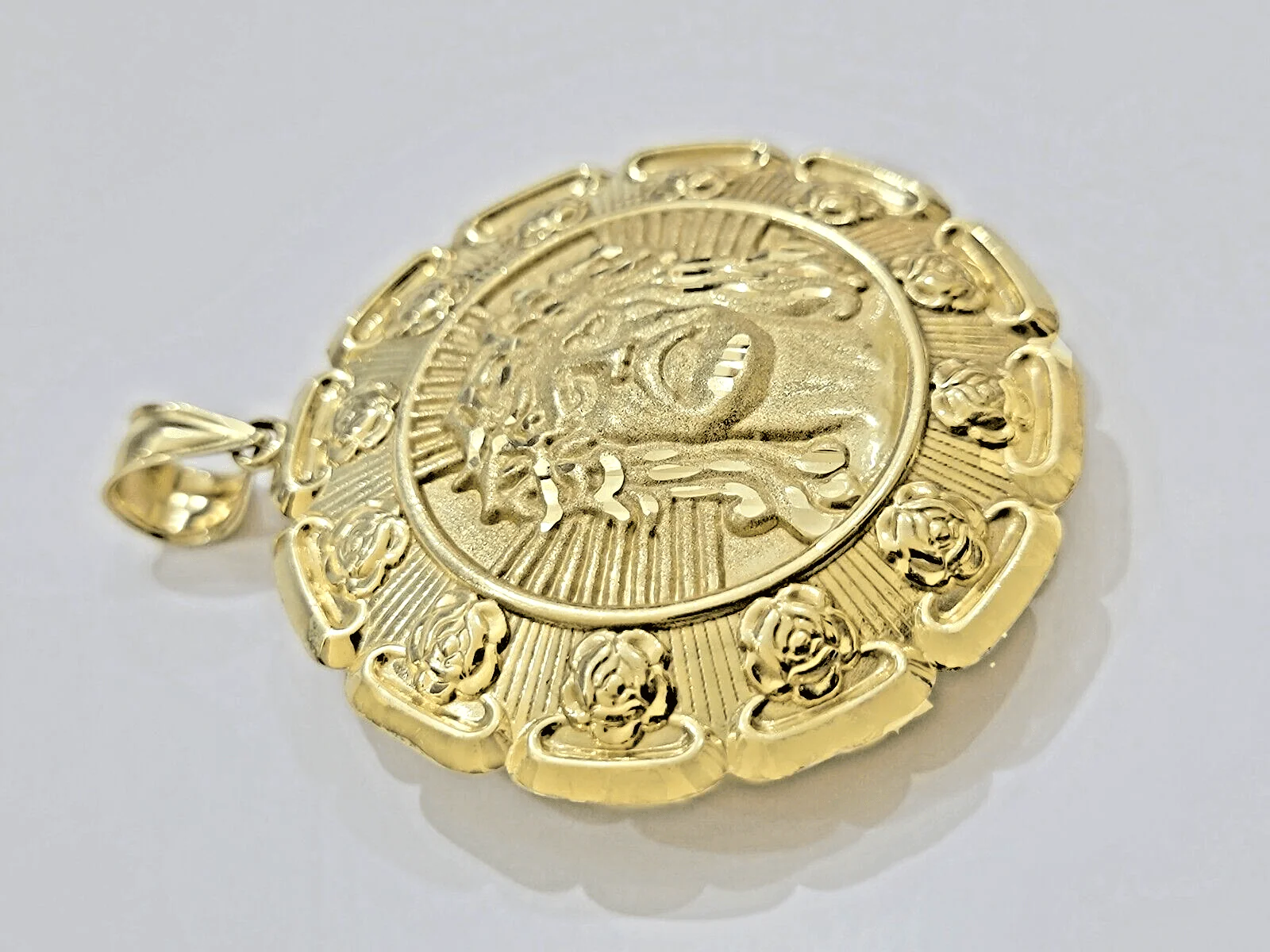 Jesus Virgin Mary Charm Pendant Real 10k Yellow Gold For 10kt Chain Necklace New - Image 8