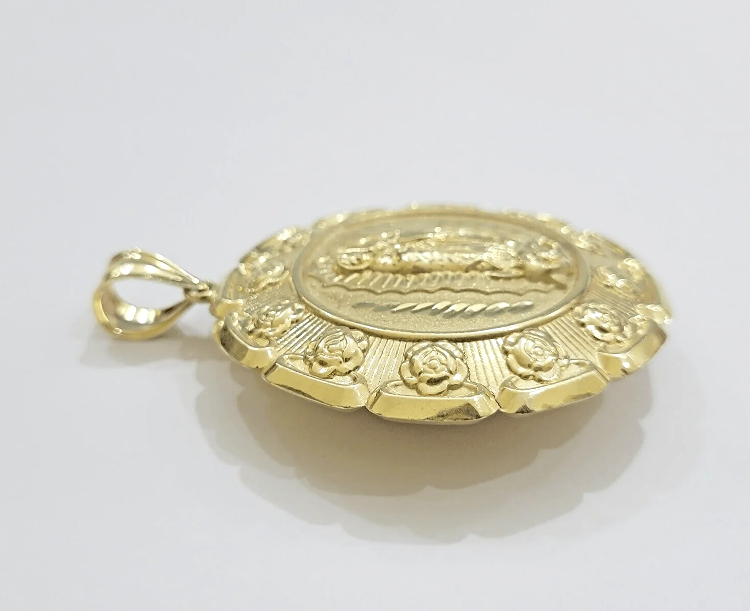 Jesus Virgin Mary Charm Pendant Real 10k Yellow Gold For 10kt Chain Necklace New - Image 9