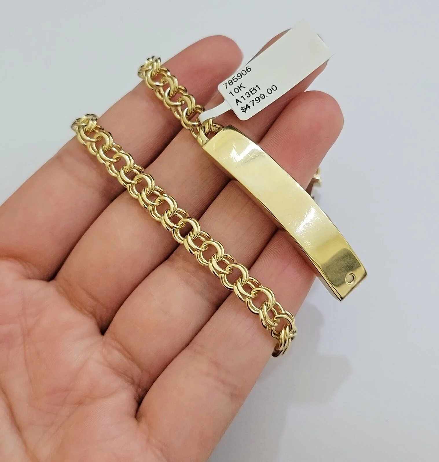 Kids 10k Yellow Gold Bracelet Chino ID Name Plate Strong 6 Inch SOLID LINK REAL - Image 4