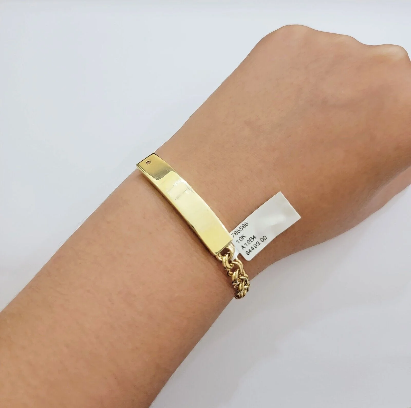 Kids 10k Yellow Gold Bracelet Chino ID Name Plate Strong 6 Inch SOLID LINK REAL - Image 6