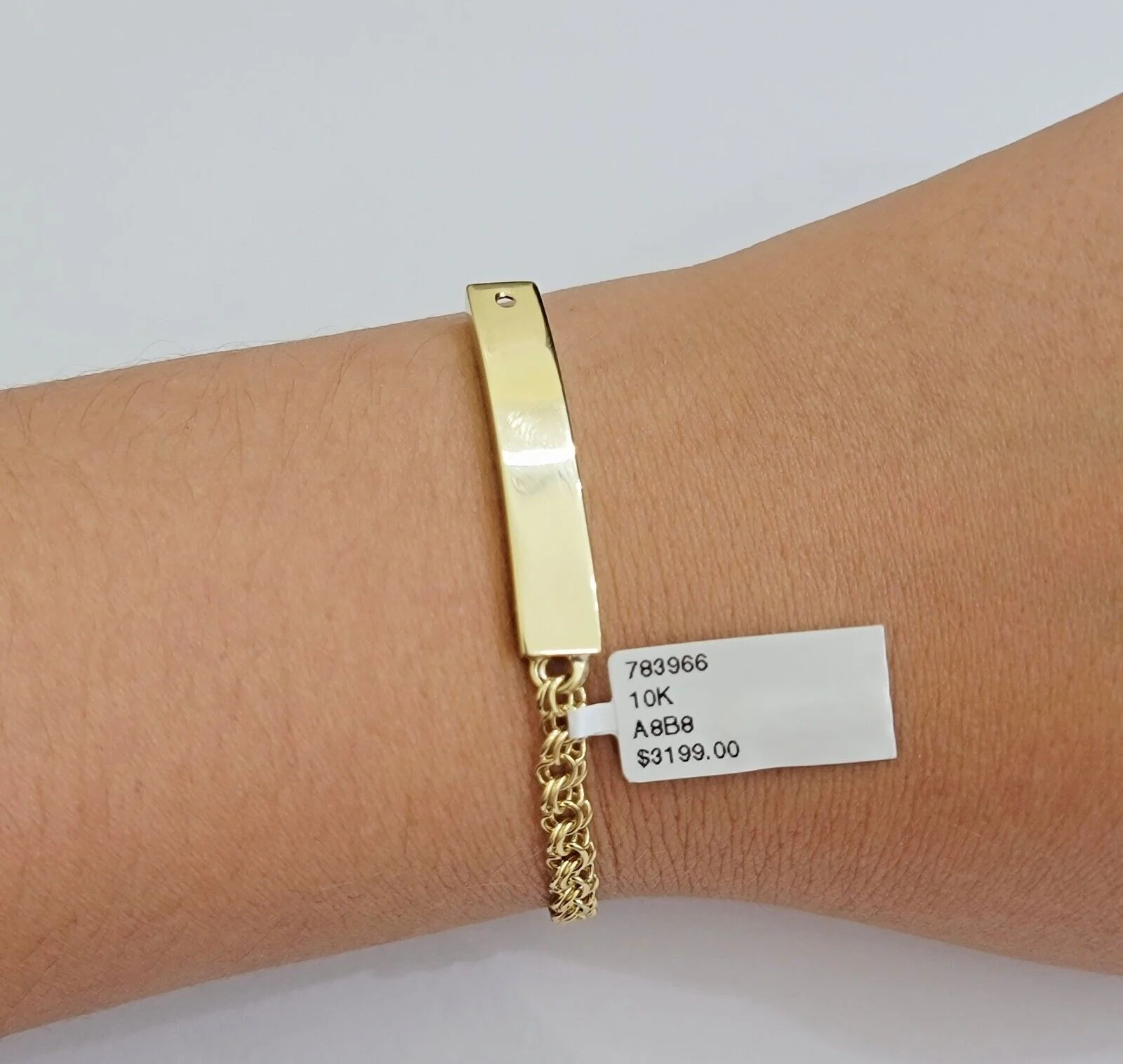 Kids 10k Yellow Gold Chino Bracelet ID Name Plate 5 Inch 4mm SOLID LINK REAL - Image 3
