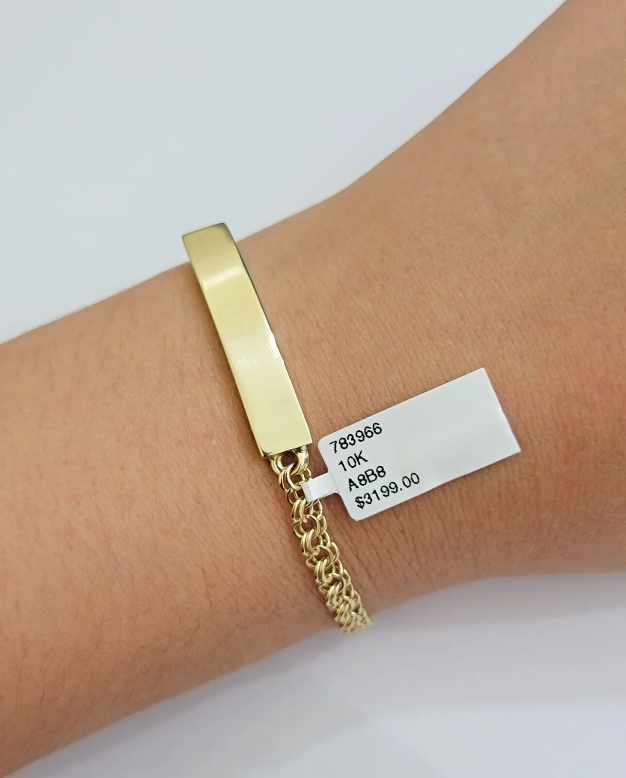 Kids 10k Yellow Gold Chino Bracelet ID Name Plate 5 Inch 4mm SOLID LINK REAL - Image 7