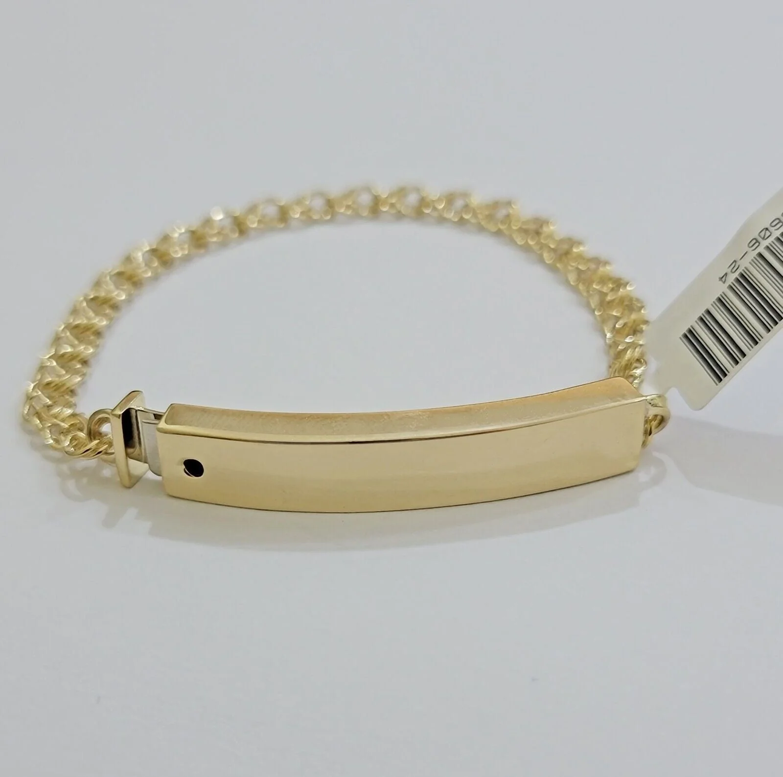 Kids 10k Yellow Gold Chino Bracelet ID Name Plate 6 Inch 4mm SOLID LINK REAL - Image 6