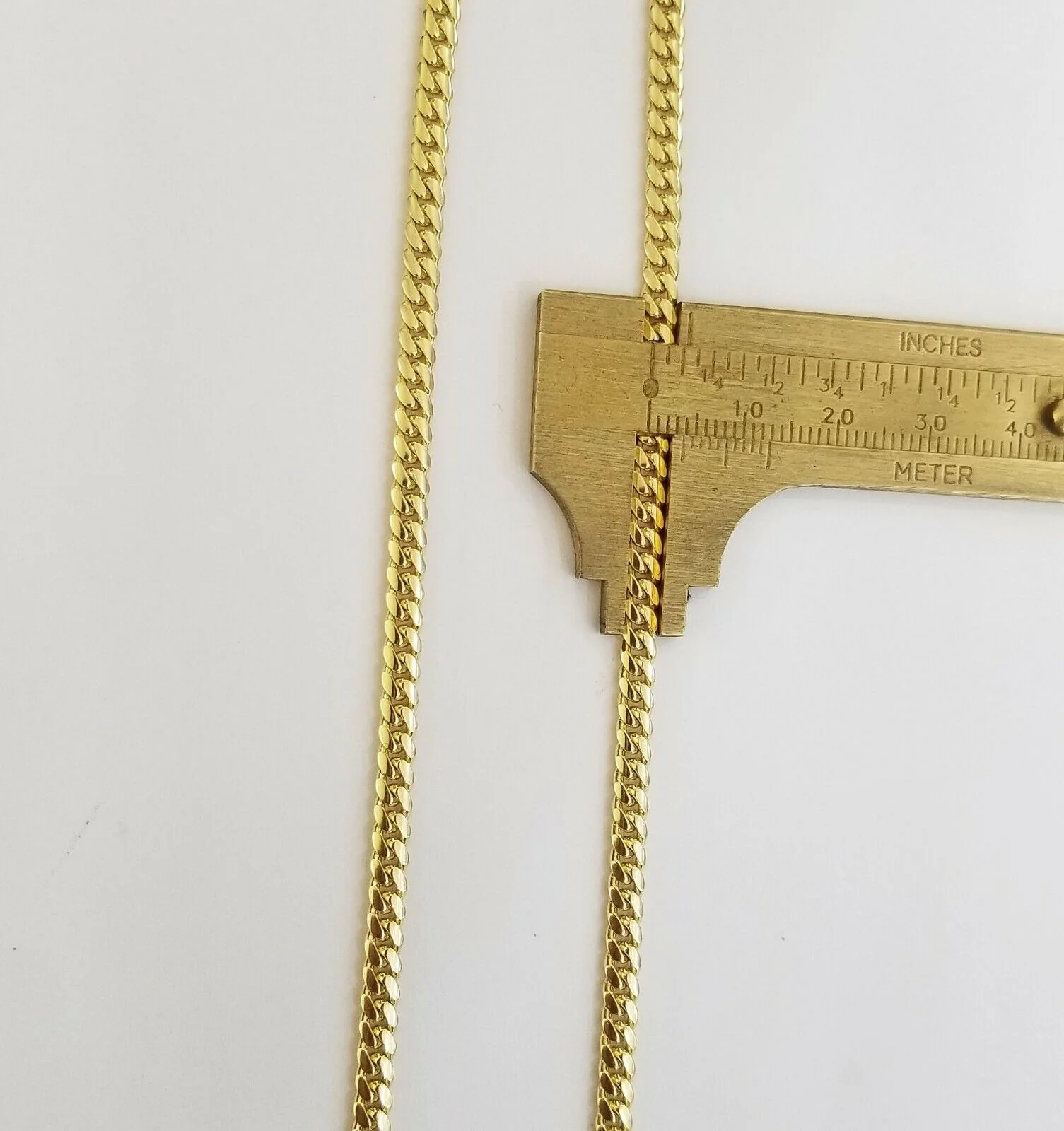 ladies 14k Yellow Gold Necklace Chain Women Cuban link 4mm 18" Box Lock Real - Image 2
