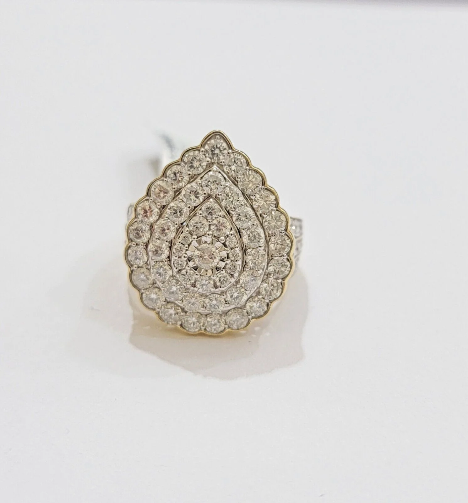Ladies Diamond Ring Tear Drop 3 CT Natural Diamond Solid 10k Yellow Gold , Pear - Image 4