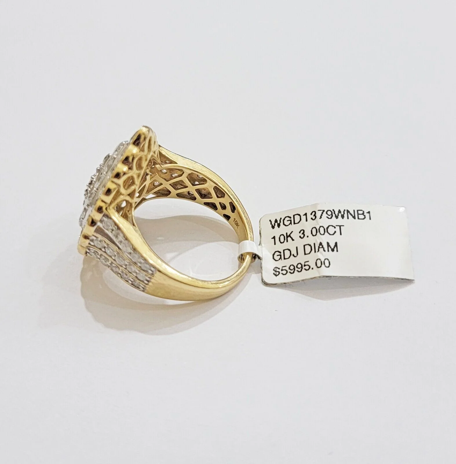 Ladies Diamond Ring Tear Drop 3 CT Natural Diamond Solid 10k Yellow Gold , Pear - Image 5