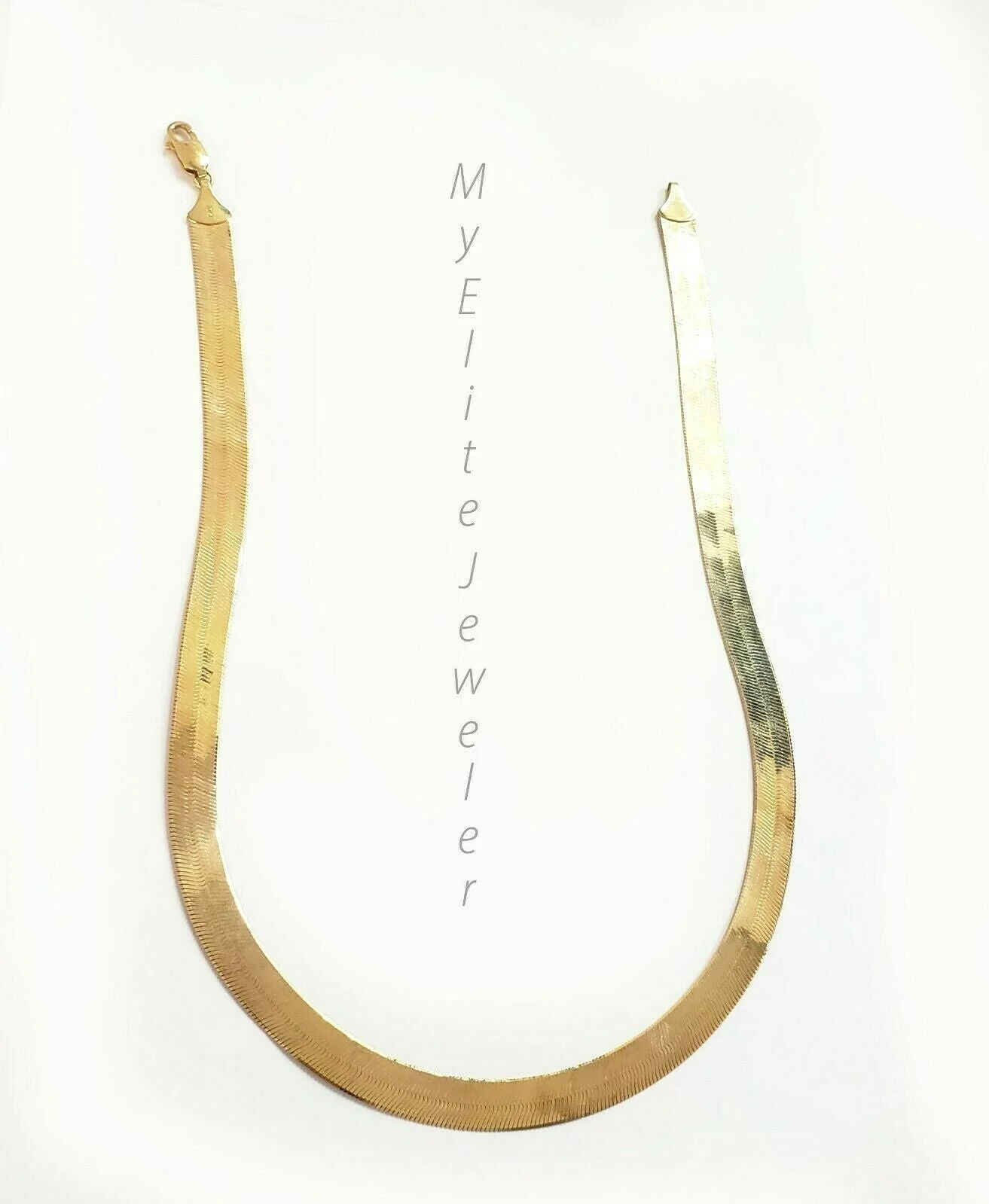 Ladies & Men's 10 K Yellow Gold Herring Bone Chain 20 Inch 10 mm Lobster Lock - Image 3