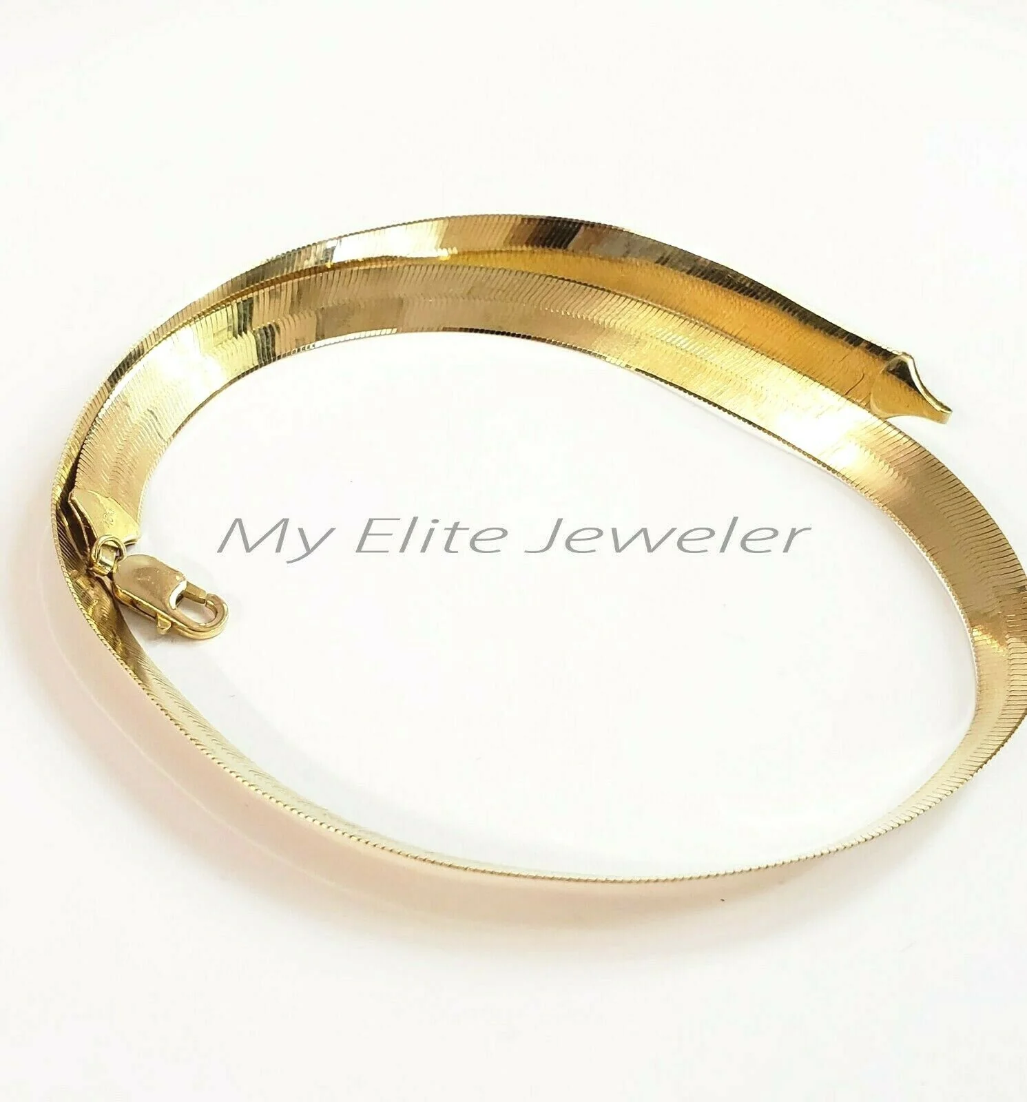 Ladies & Men's 10 K Yellow Gold Herring Bone Chain 20 Inch 10 mm Lobster Lock - Image 4