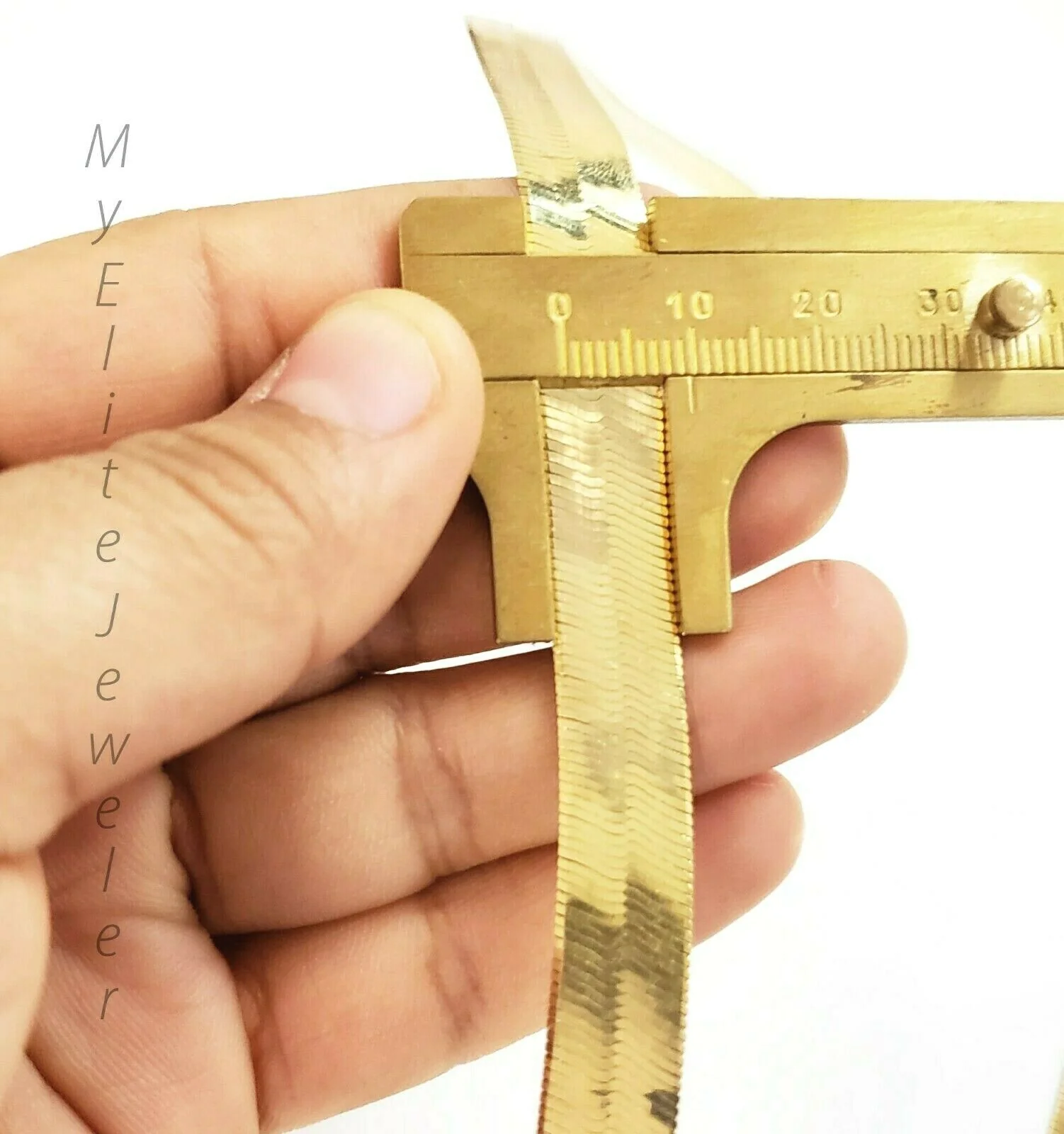 Ladies & Men's 10 K Yellow Gold Herring Bone Chain 20 Inch 10 mm Lobster Lock - Image 6