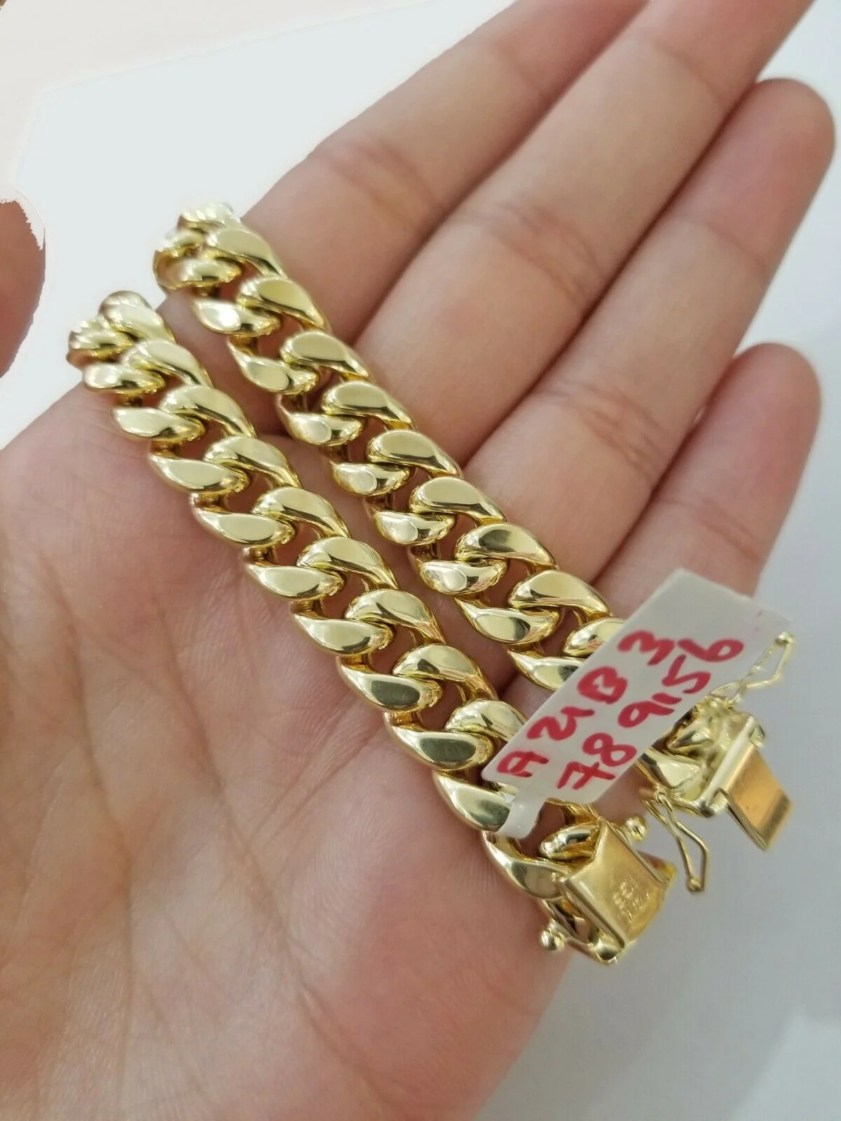 LADIES REAL 14k Gold Miami Cuban Bracelet 7" 9mm 14 kt Yellow Gold Strong Links - Image 3