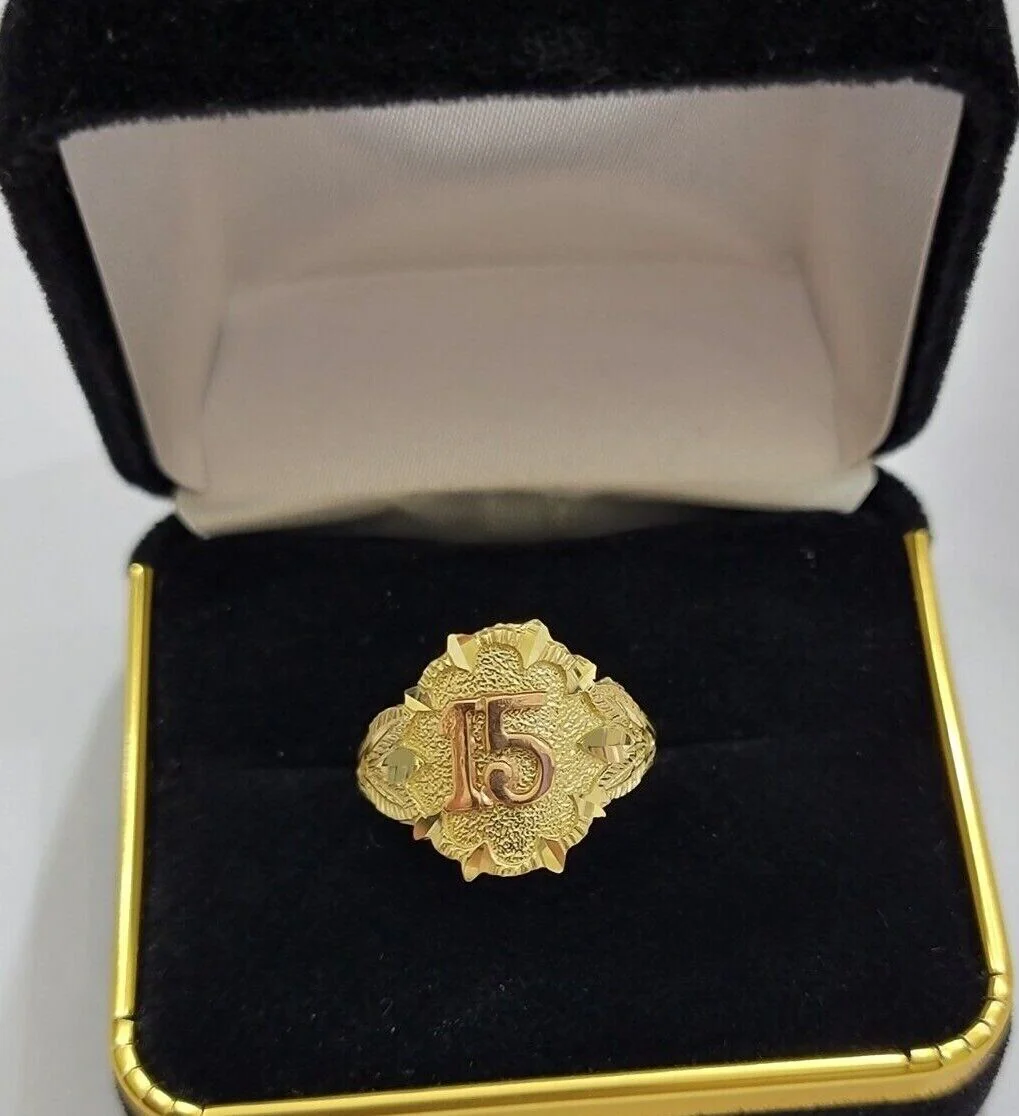 Ladies Ring 10k Gold Quinceanera 15 Anos Year Girls 10KT Yellow REAL Ring Sizes 6,7,8,9,10,11 & 12 - Image 6