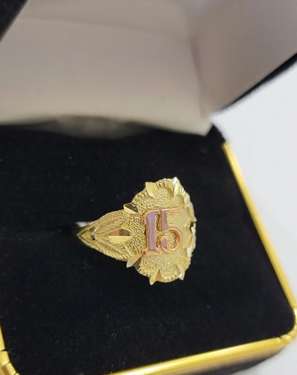 Ladies Ring 10k Gold Quinceanera 15 Anos Year Girls 10KT Yellow REAL Ring Sizes 6,7,8,9,10,11 & 12 - Image 7