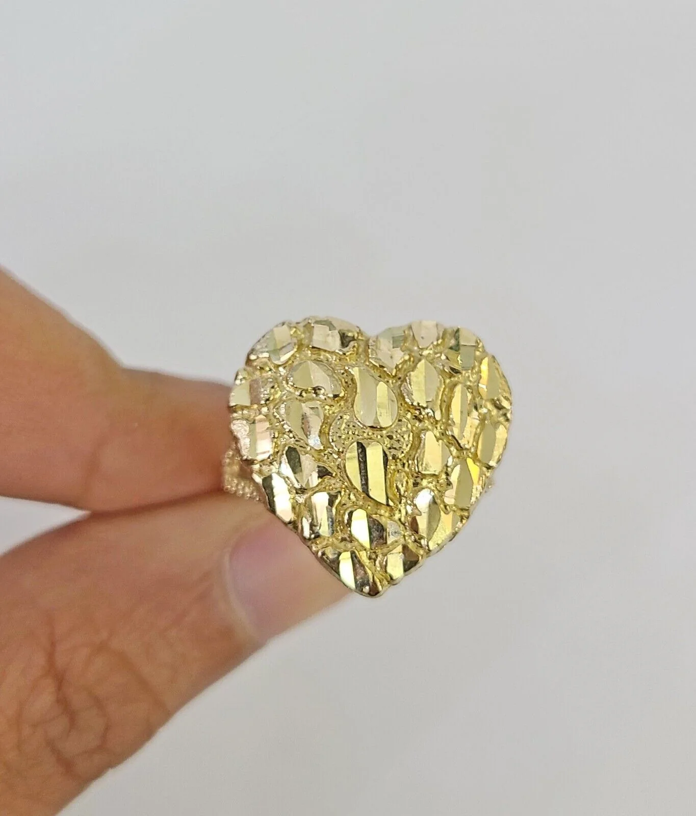 Ladies Ring 10k Nugget Heart Ring Yellow Gold REAL Genuine All Sizes - Image 3