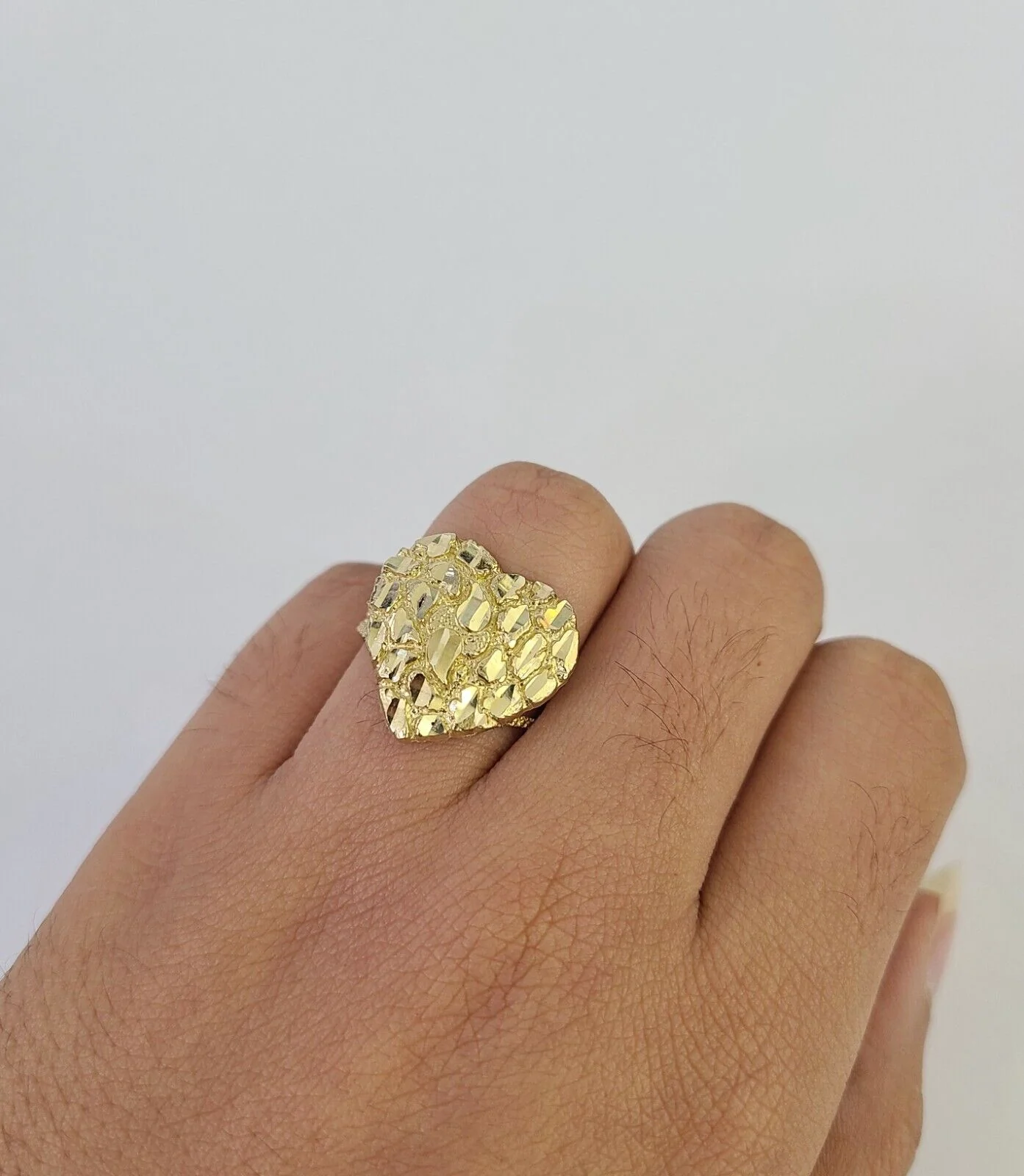 Ladies Ring 10k Nugget Heart Ring Yellow Gold REAL Genuine All Sizes - Image 5