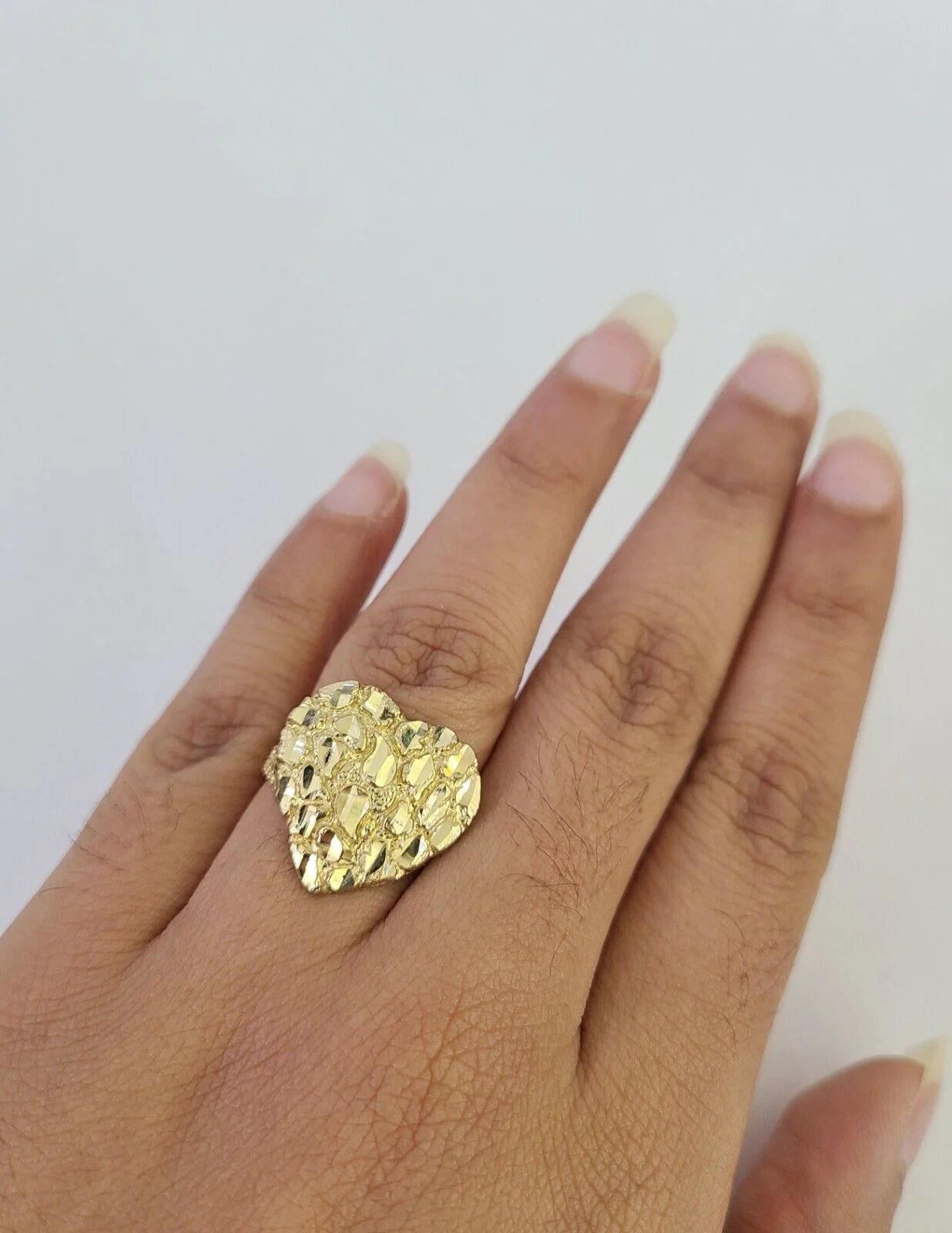 Ladies Ring 10k Nugget Heart Ring Yellow Gold REAL Genuine All Sizes - Image 7