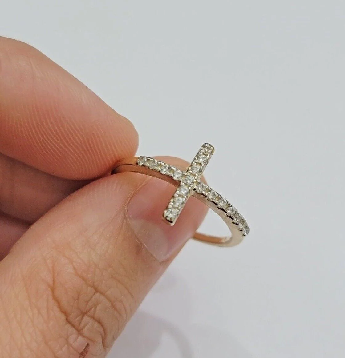 Ladies Ring 10k Yellow Gold Cross REAL 10KT Unique Casual Band LIMITED TIME SALE - Image 2