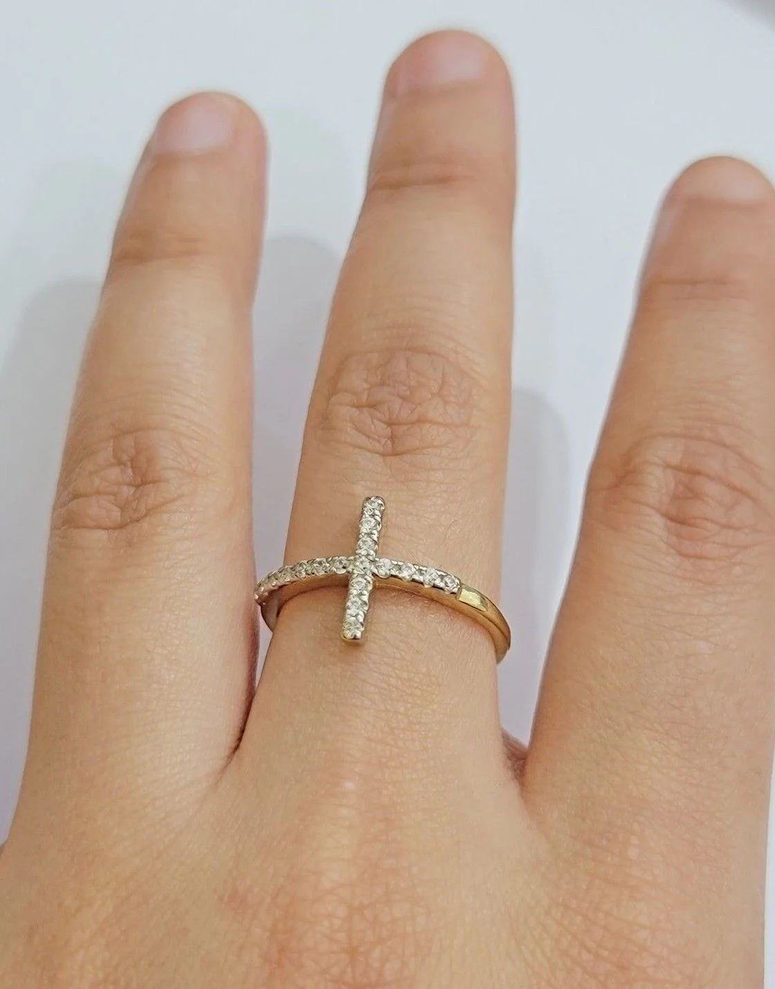 Ladies Ring 10k Yellow Gold Cross REAL 10KT Unique Casual Band LIMITED TIME SALE - Image 5