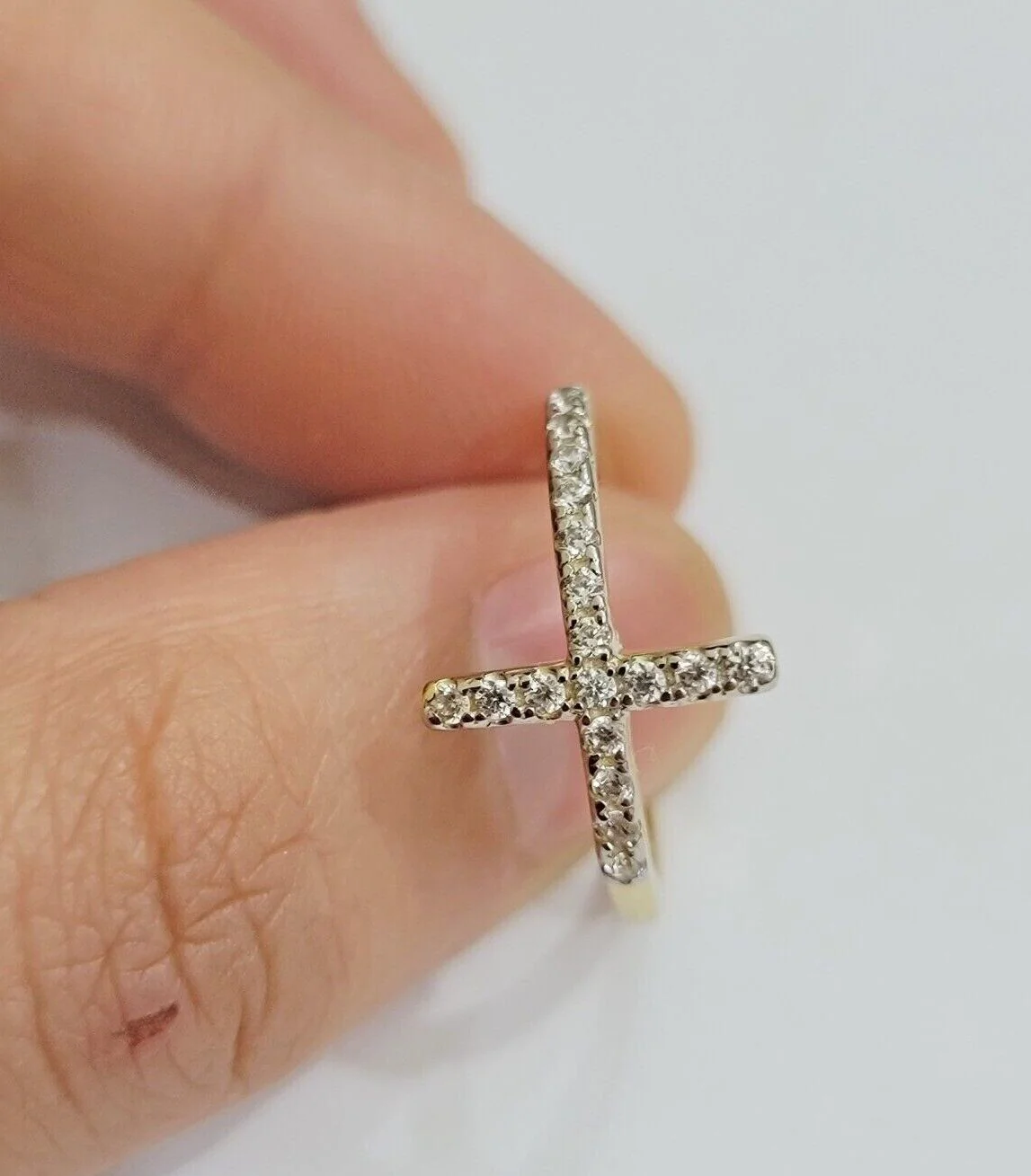 Ladies Ring 10k Yellow Gold Cross REAL 10KT Unique Casual Band LIMITED TIME SALE - Image 6