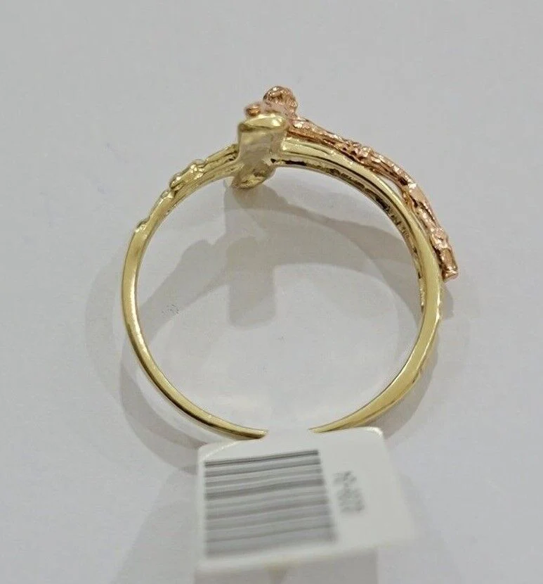 Ladies Ring 10k Yellow Rose Gold Jesus Cross REAL Crucifix Unique Band For SALE - Image 10
