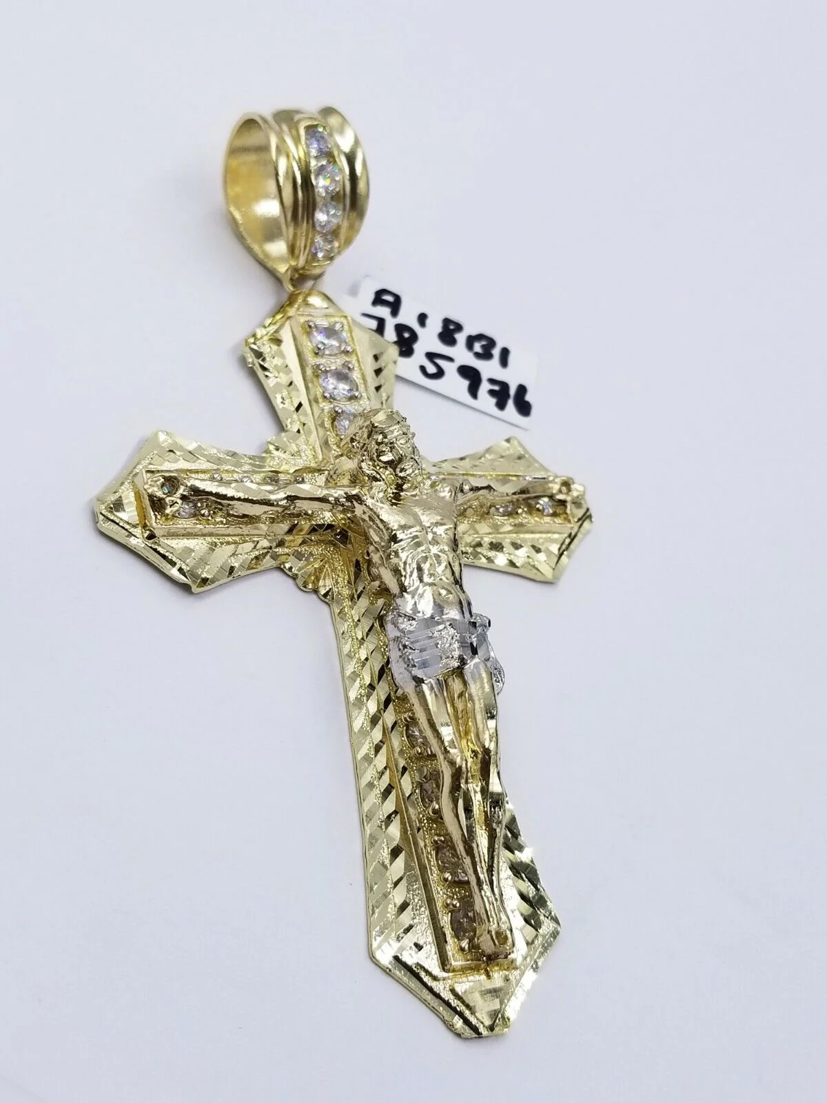 Men 10k Real Yellow Gold Rope Chain 26" Crucifix Cross Charm Diamond cut Set - Image 4