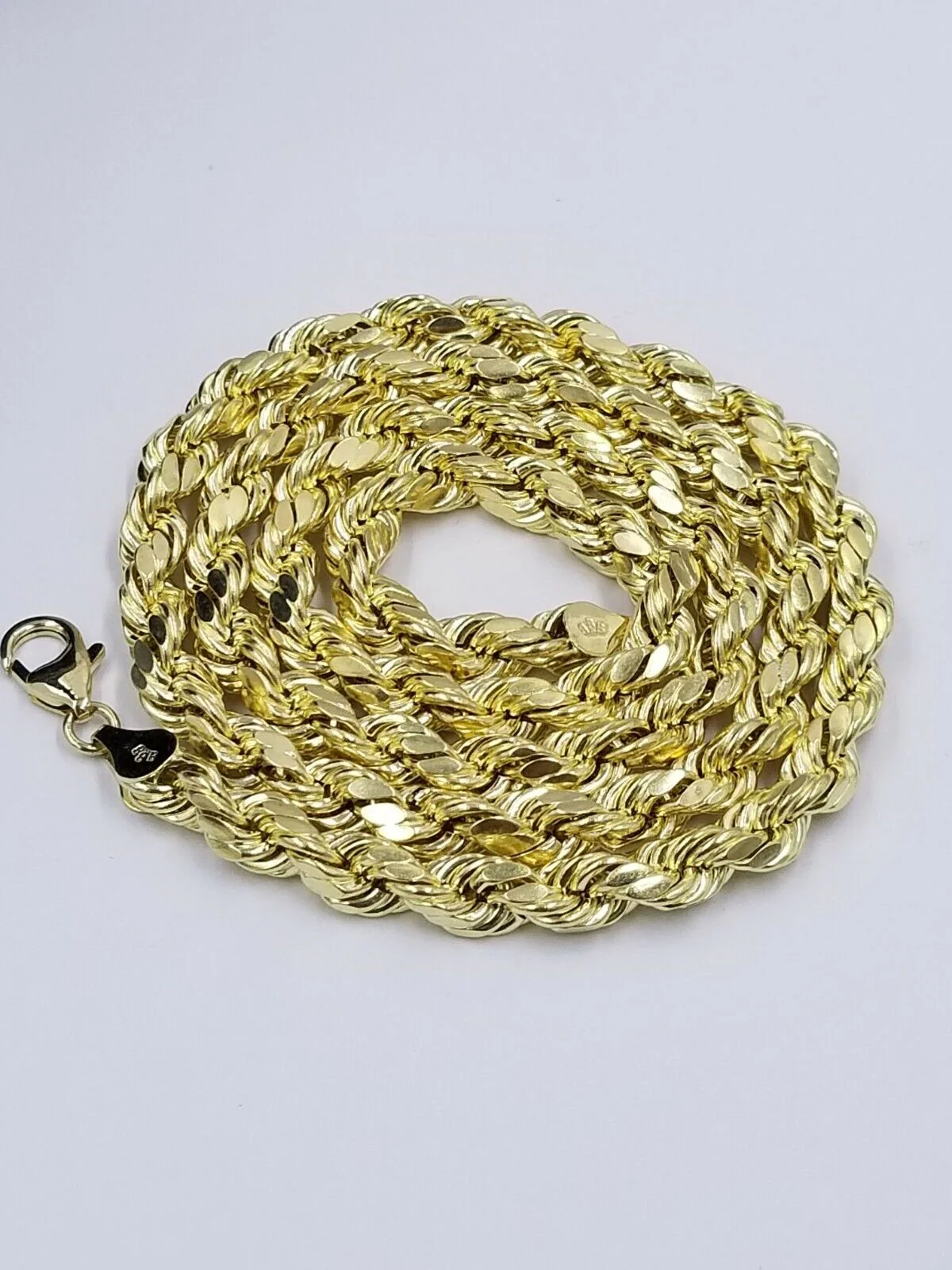 Men 10k Real Yellow Gold Rope Chain 26" Crucifix Cross Charm Diamond cut Set - Image 8
