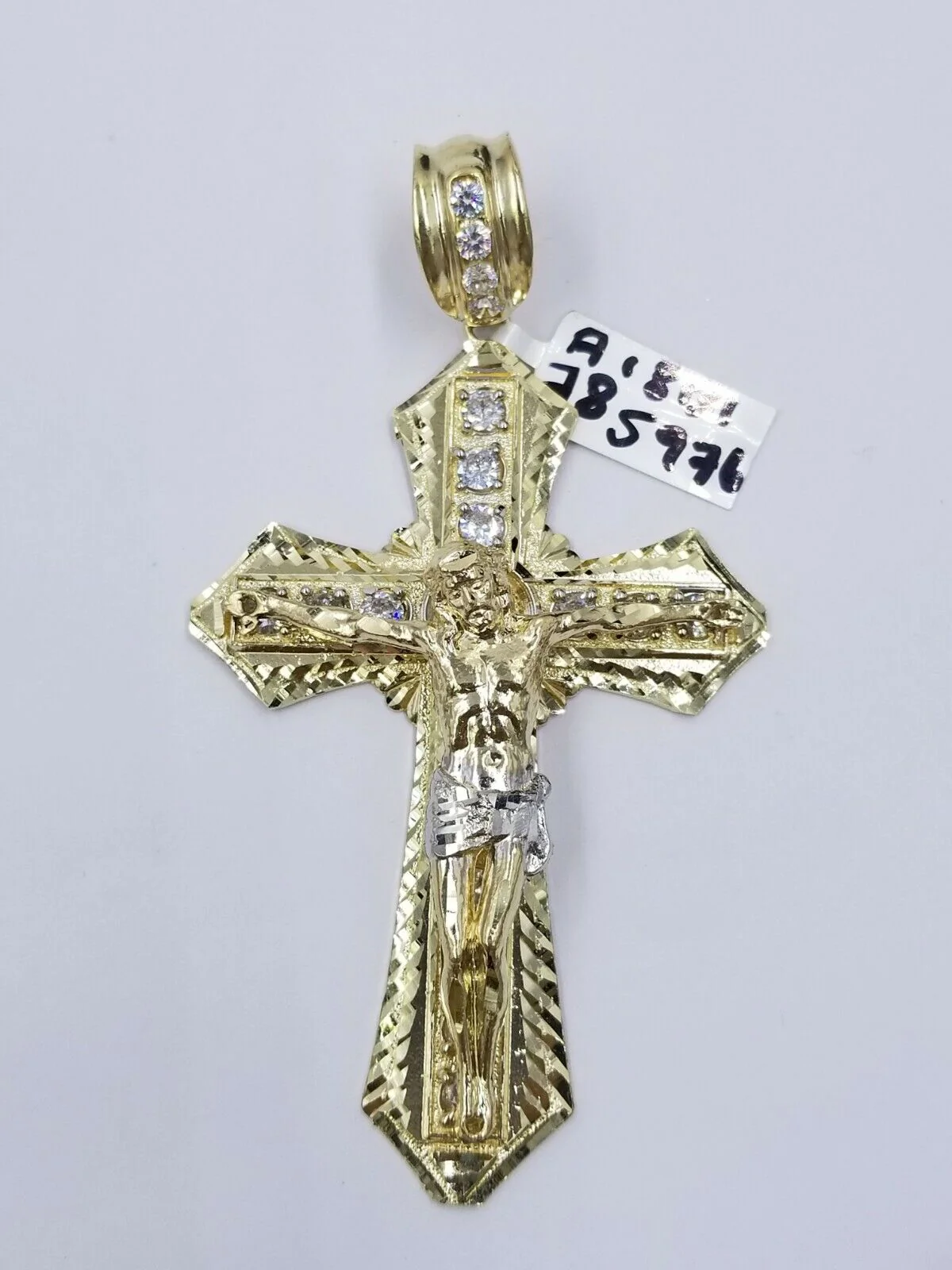 Men 10k Real Yellow Gold Rope Chain 26" Crucifix Cross Charm Diamond cut Set - Image 9
