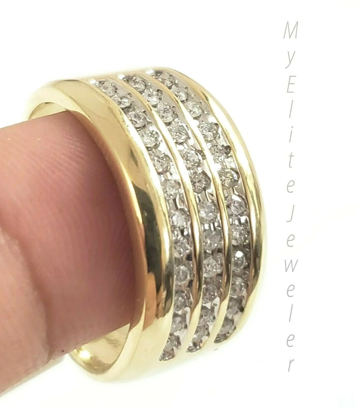 Mens 1/2CT Diamond Ring 10K Solid Gold Band Thick Bands, 100% GENUINE Ring Sizes 6,7,8,9,10,11 & 12 - Image 6