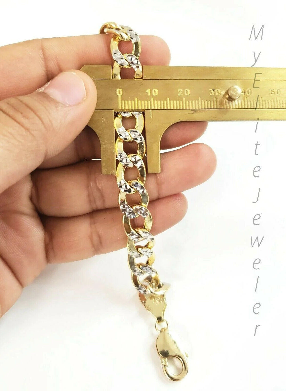 Men's 10k Diamond Cuts Cuban link Curb Bracelet 8 Inch 9mm Lobster Lock, Real - Image 3